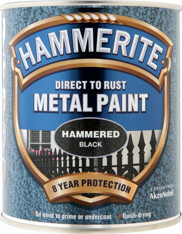 Hammerite Black Hammered effect Multi-surface Metal paint, 750ml Tin