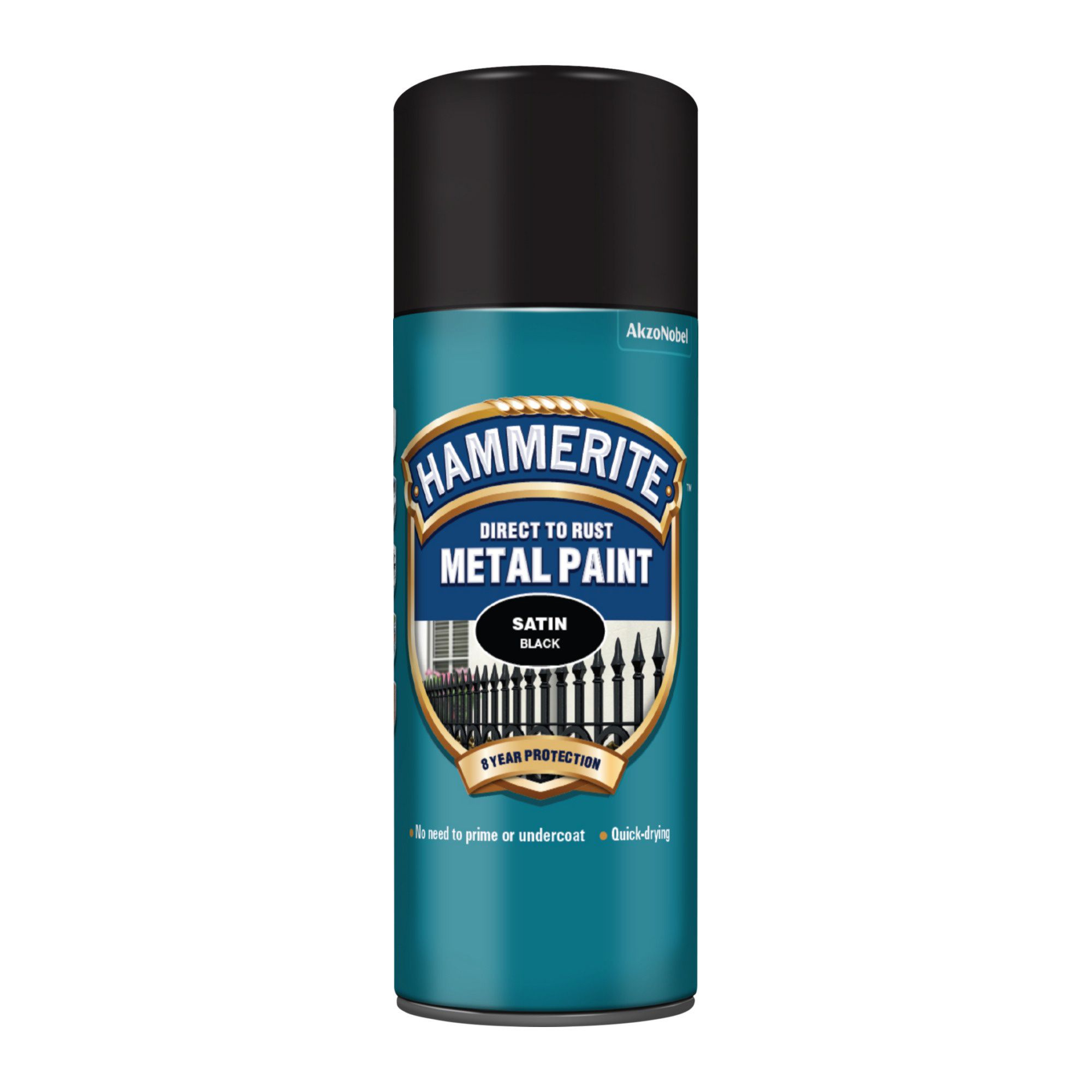 Hammerite Black Satinwood Metal paint, 400ml Spray can