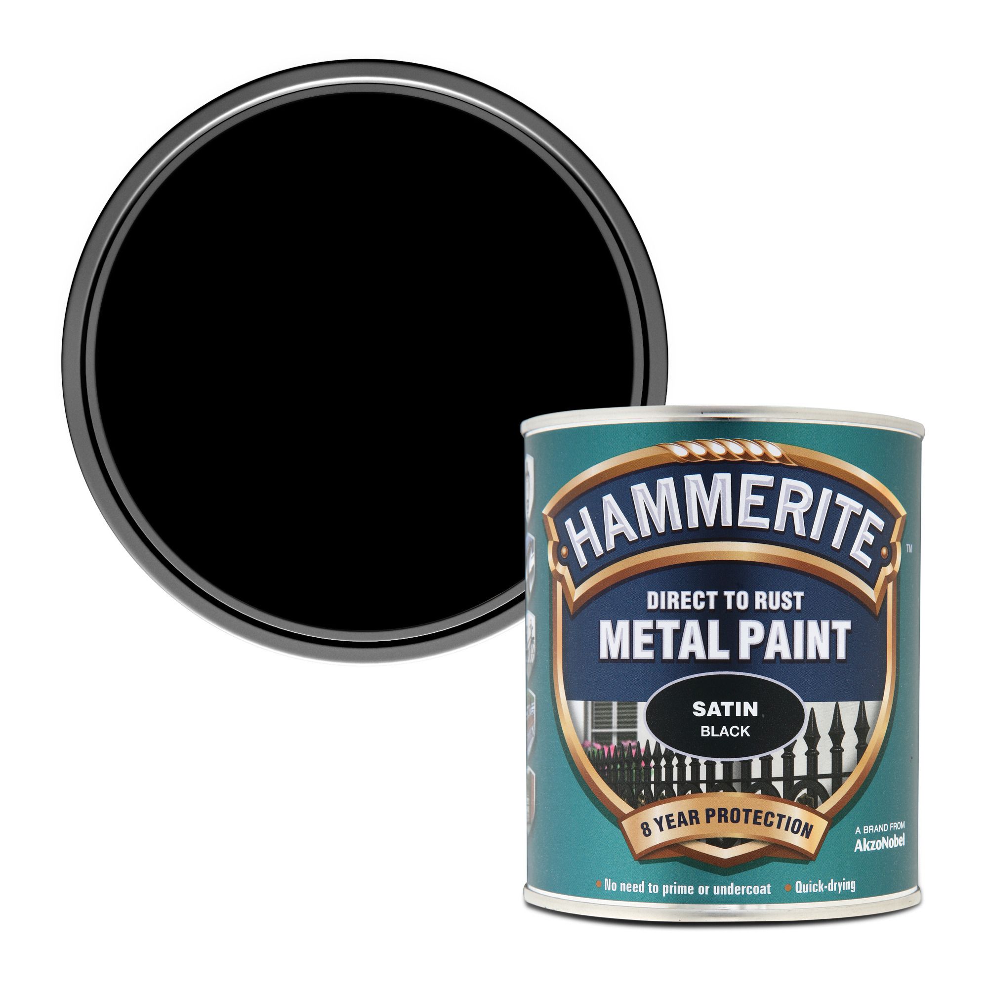 Hammerite Black Satinwood Metal paint, 750ml