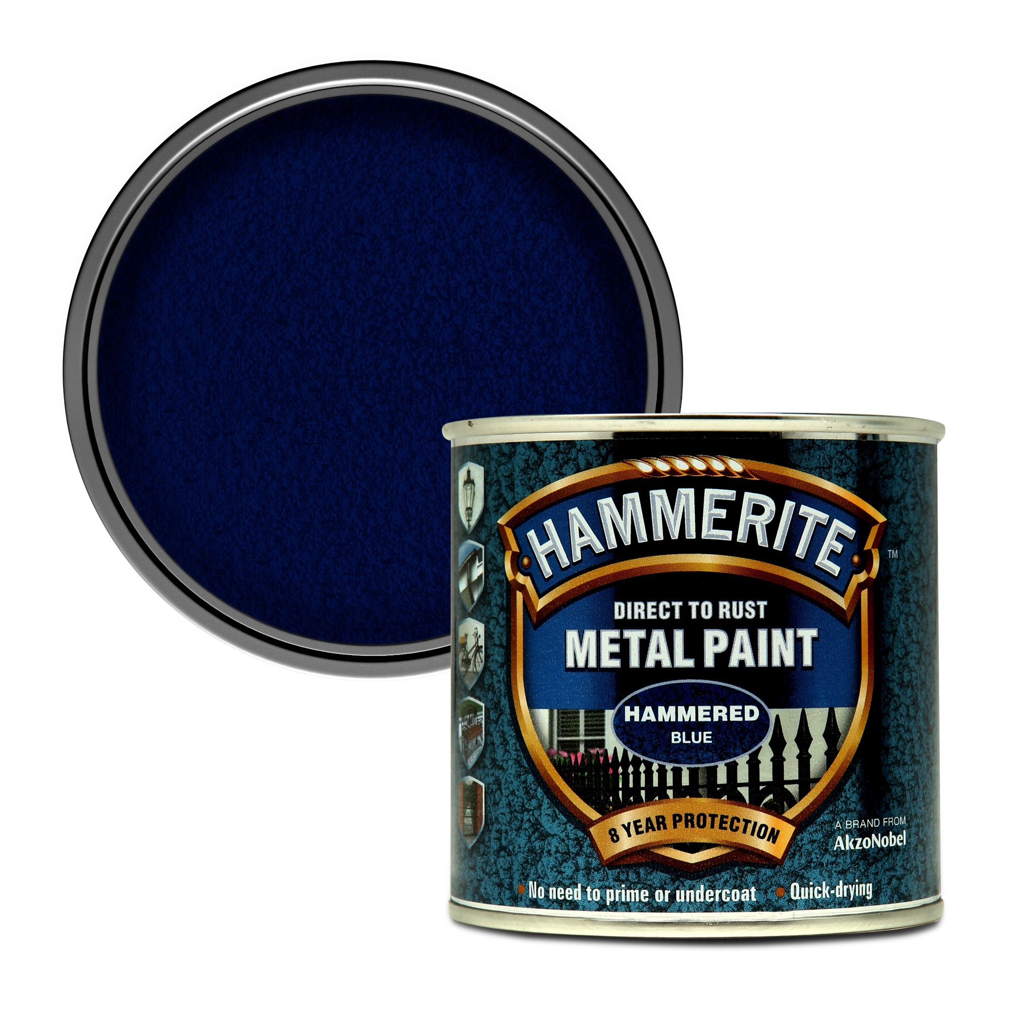 Hammerite Blue Hammered effect Multi-surface Exterior Metal paint, 250ml Tin
