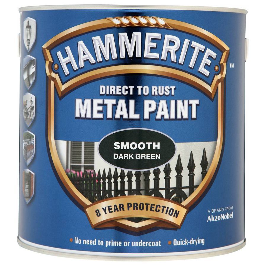 Hammerite Dark green Gloss Metal paint, 750ml Tin
