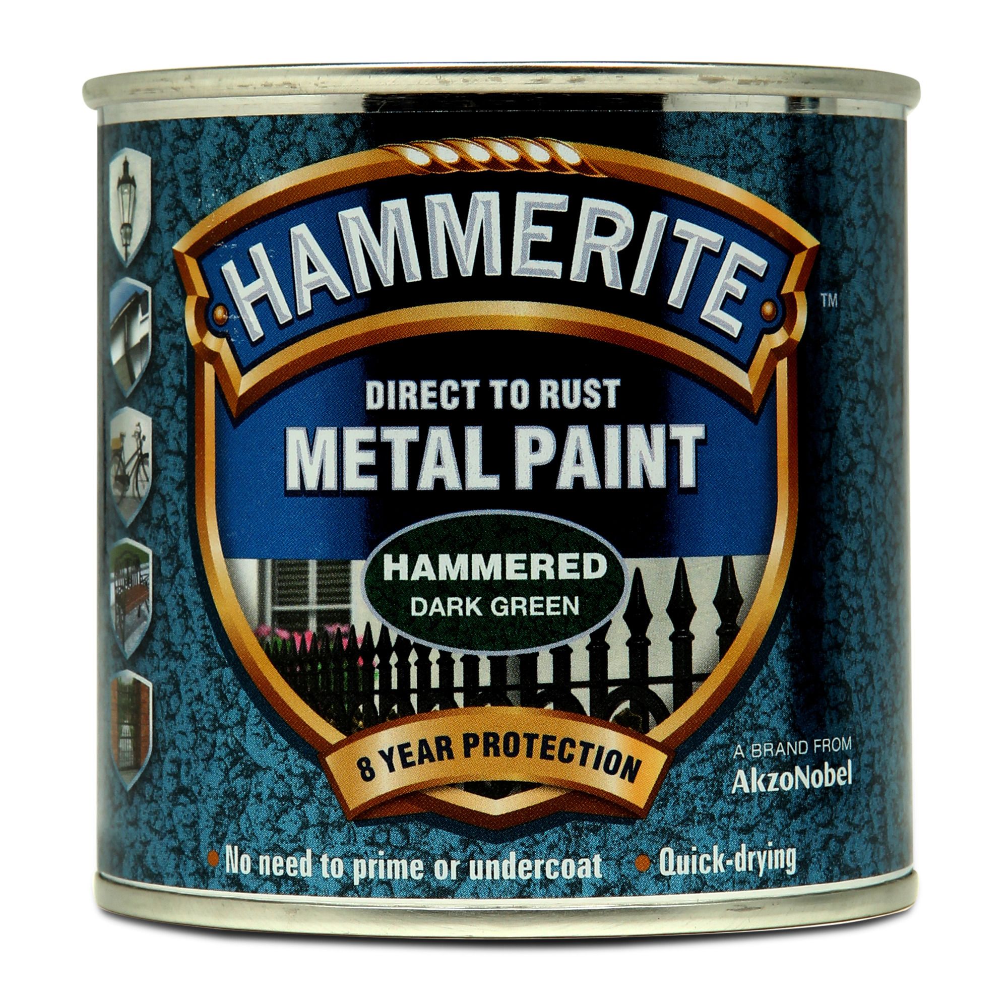 Hammerite Dark green Hammered effect Metal paint, 250ml Tin