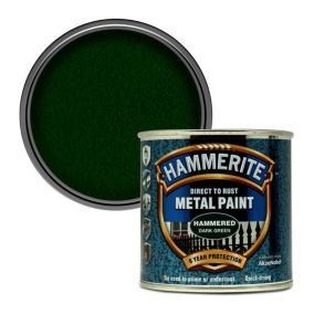 Hammerite Dark green Hammered effect Metal paint, 250ml