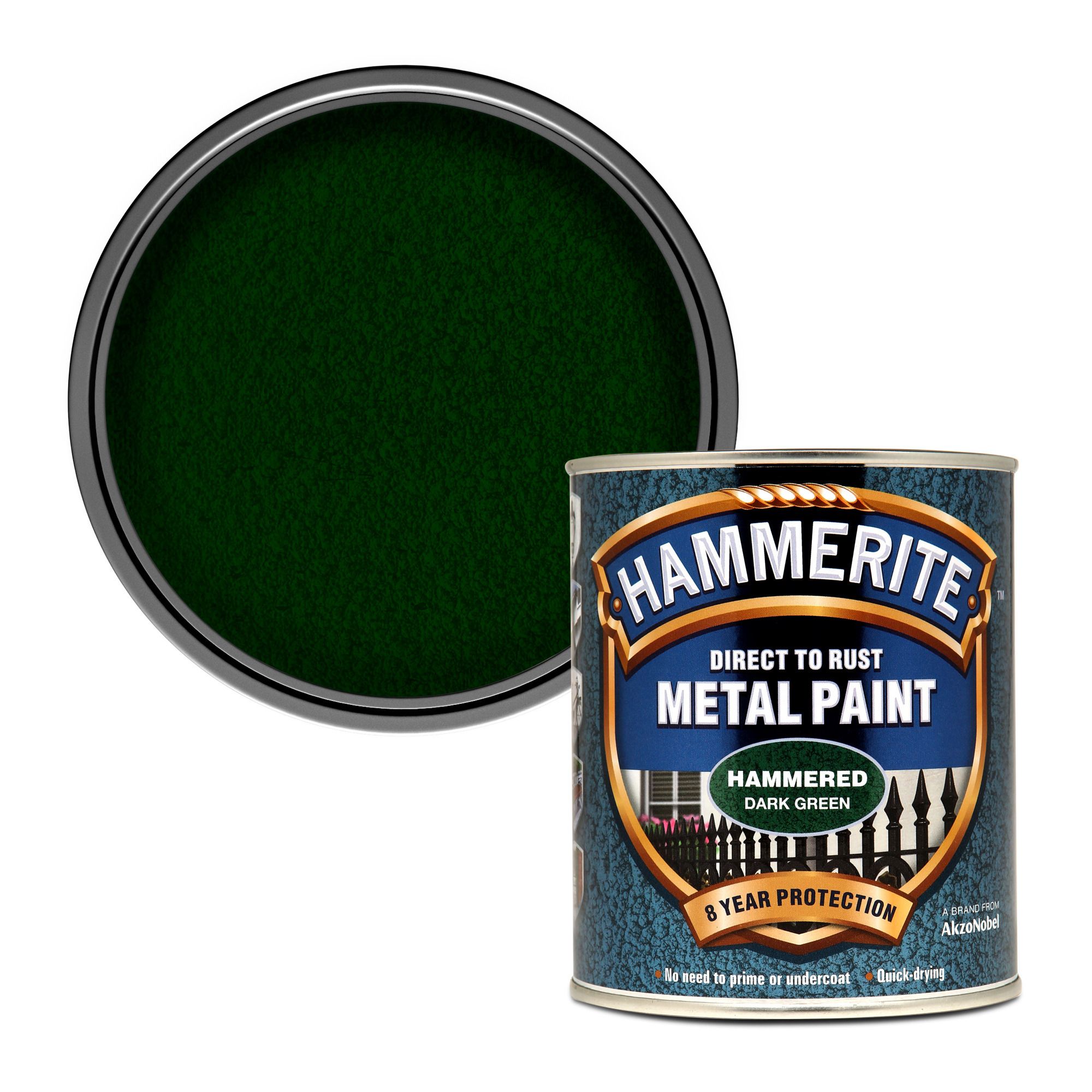 Hammerite Dark green Hammered effect Metal paint, 750ml Tin