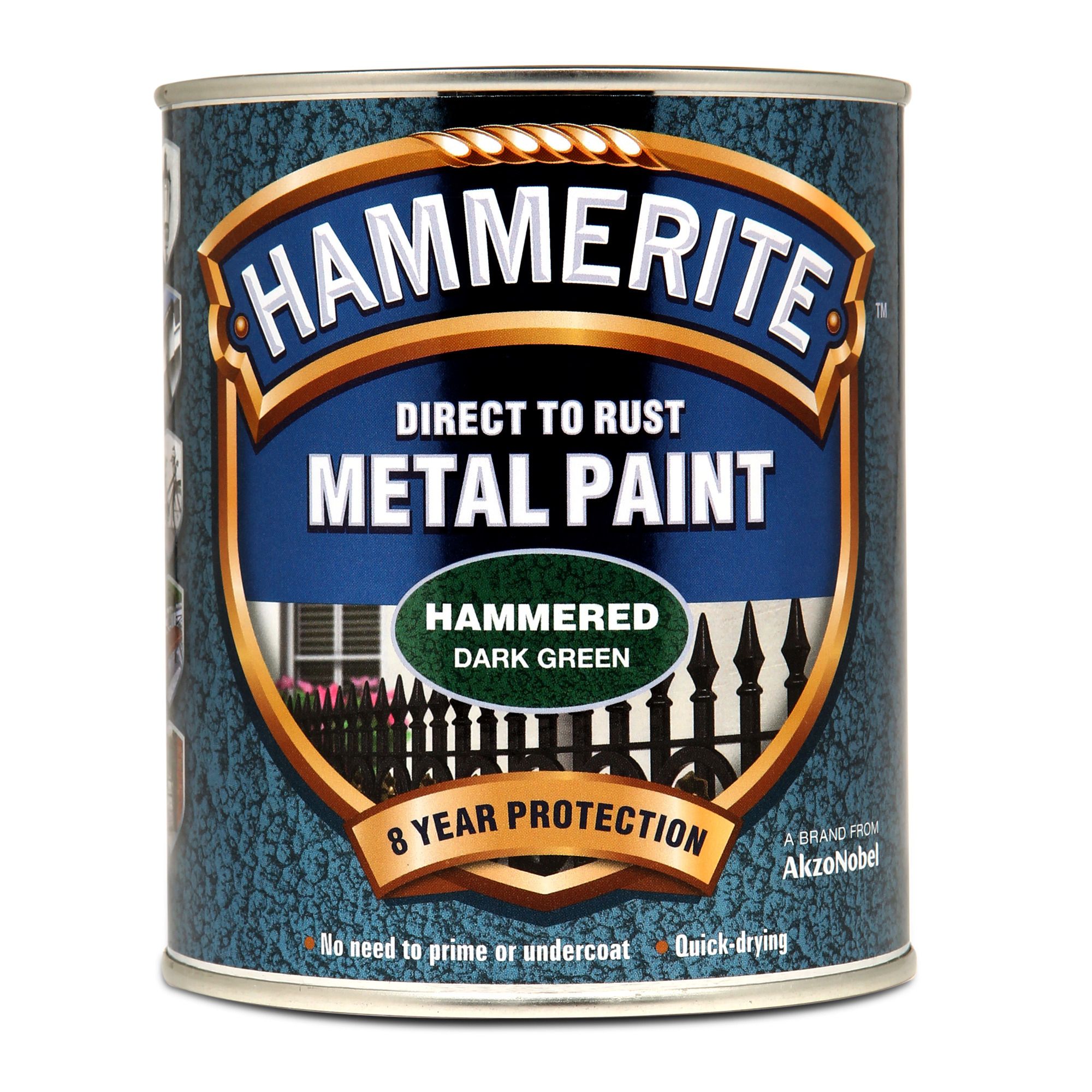 Hammerite Dark green Hammered effect Metal paint, 750ml Tin
