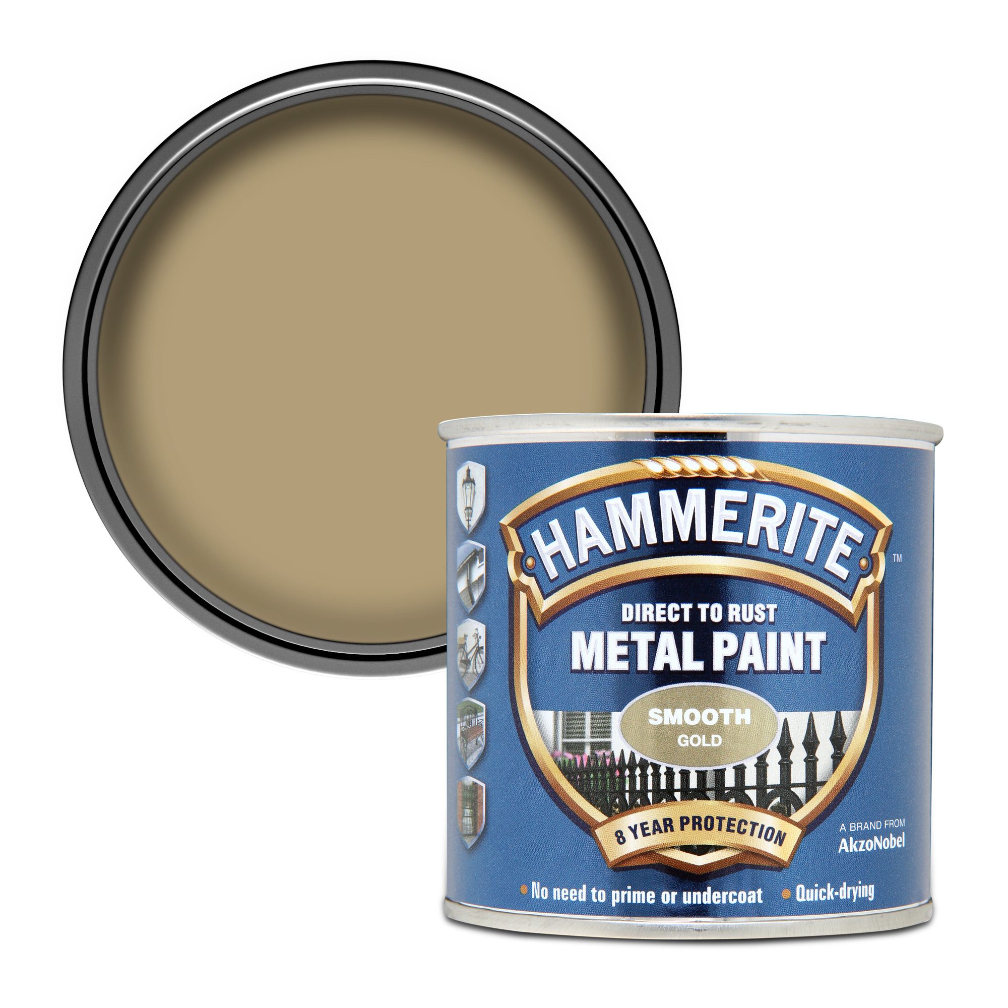 Hammerite Gloss Gold effect Metal paint, 250ml Tin