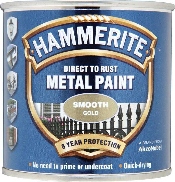 Hammerite Gloss Gold effect Metal paint, 250ml Tin