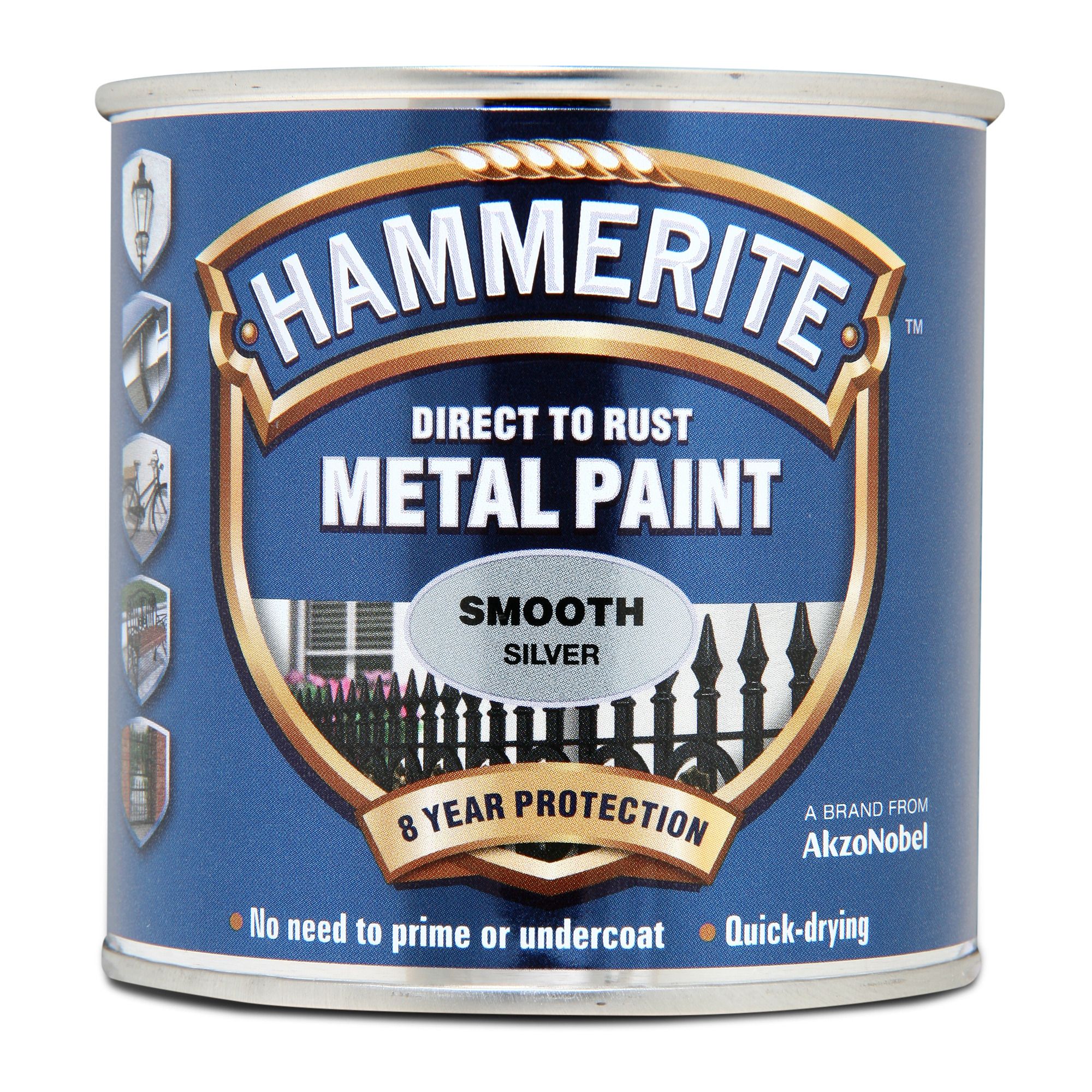 Hammerite Gloss Silver effect Metal paint, 250ml Tin
