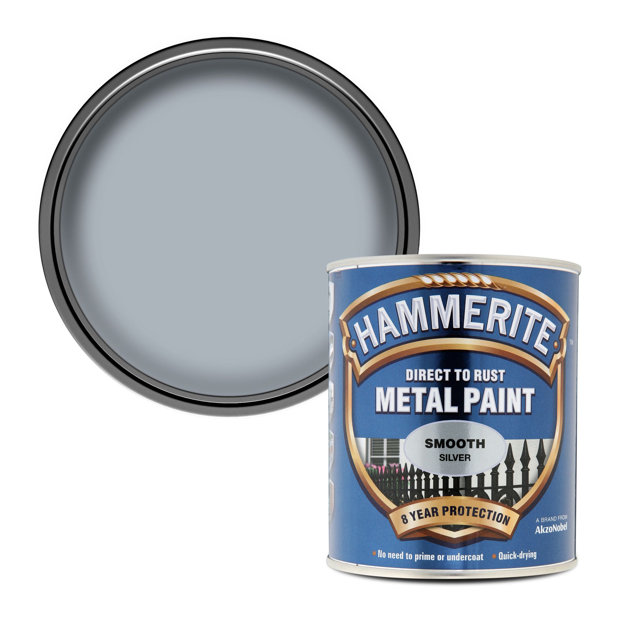 Hammerite Gloss Silver effect Metal paint, 750ml