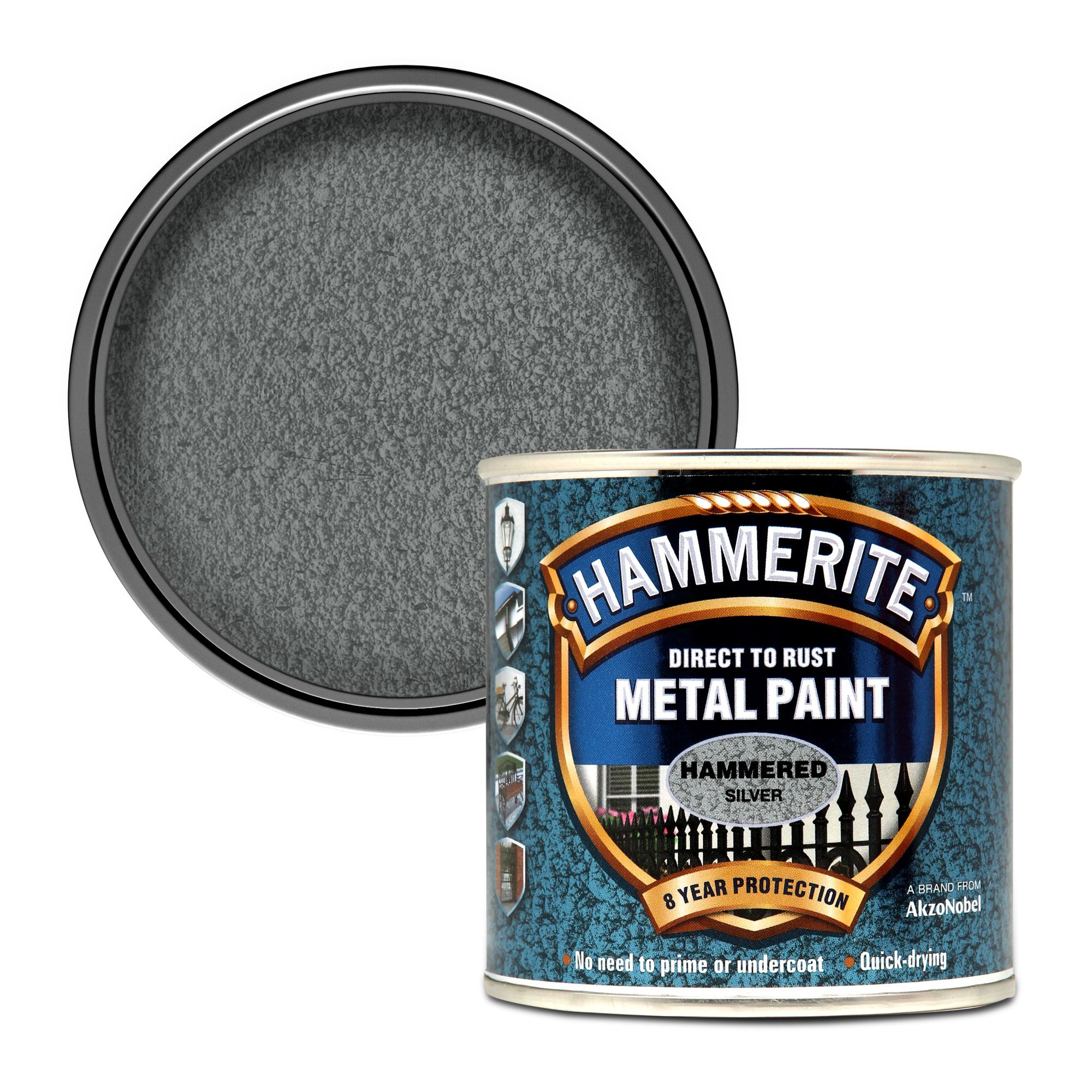 Hammerite Silver grey Hammered effect Metal paint, 250ml | DIY at B&Q