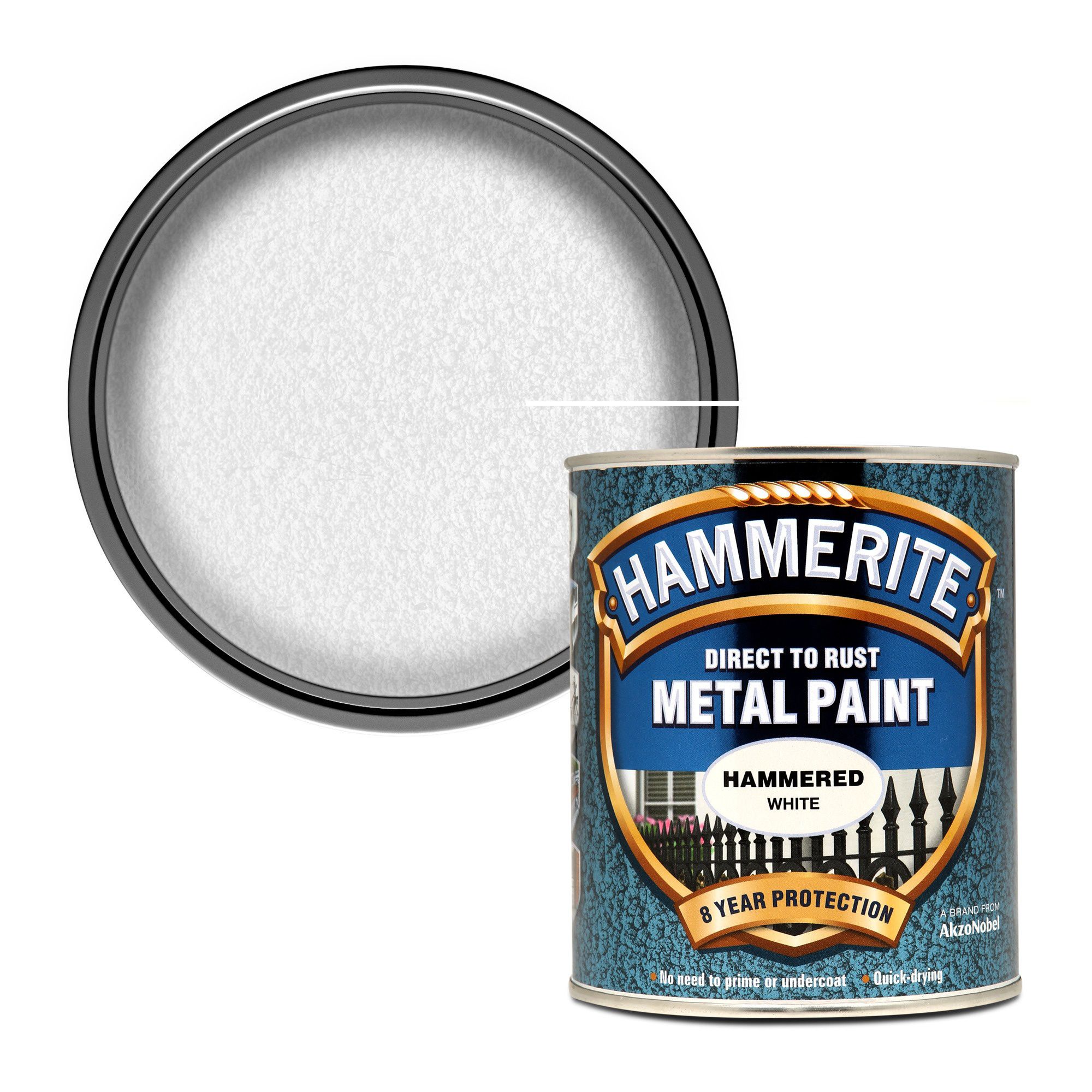Hammerite White Hammered effect Exterior Metal paint, 750ml DIY at B&Q