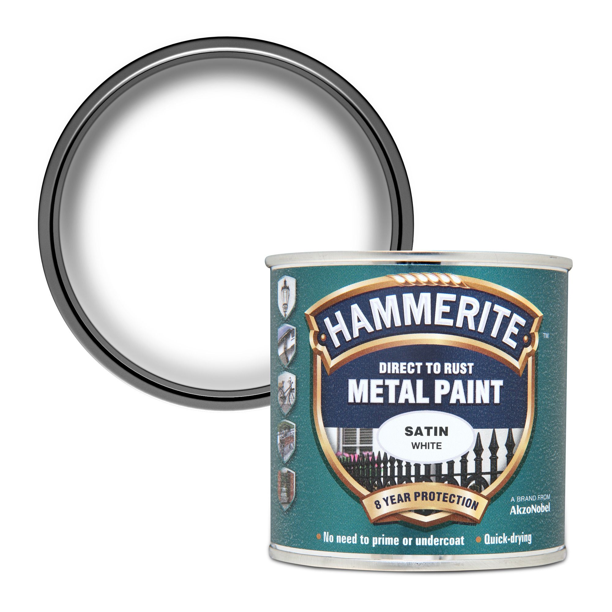 Hammerite White Satinwood Metal paint, 250ml DIY at B&Q