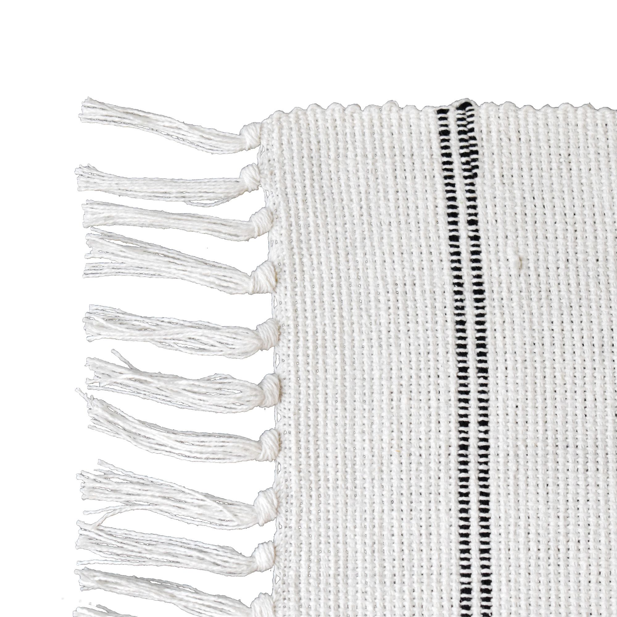 Hand Woven Stripes White Rug 80cm