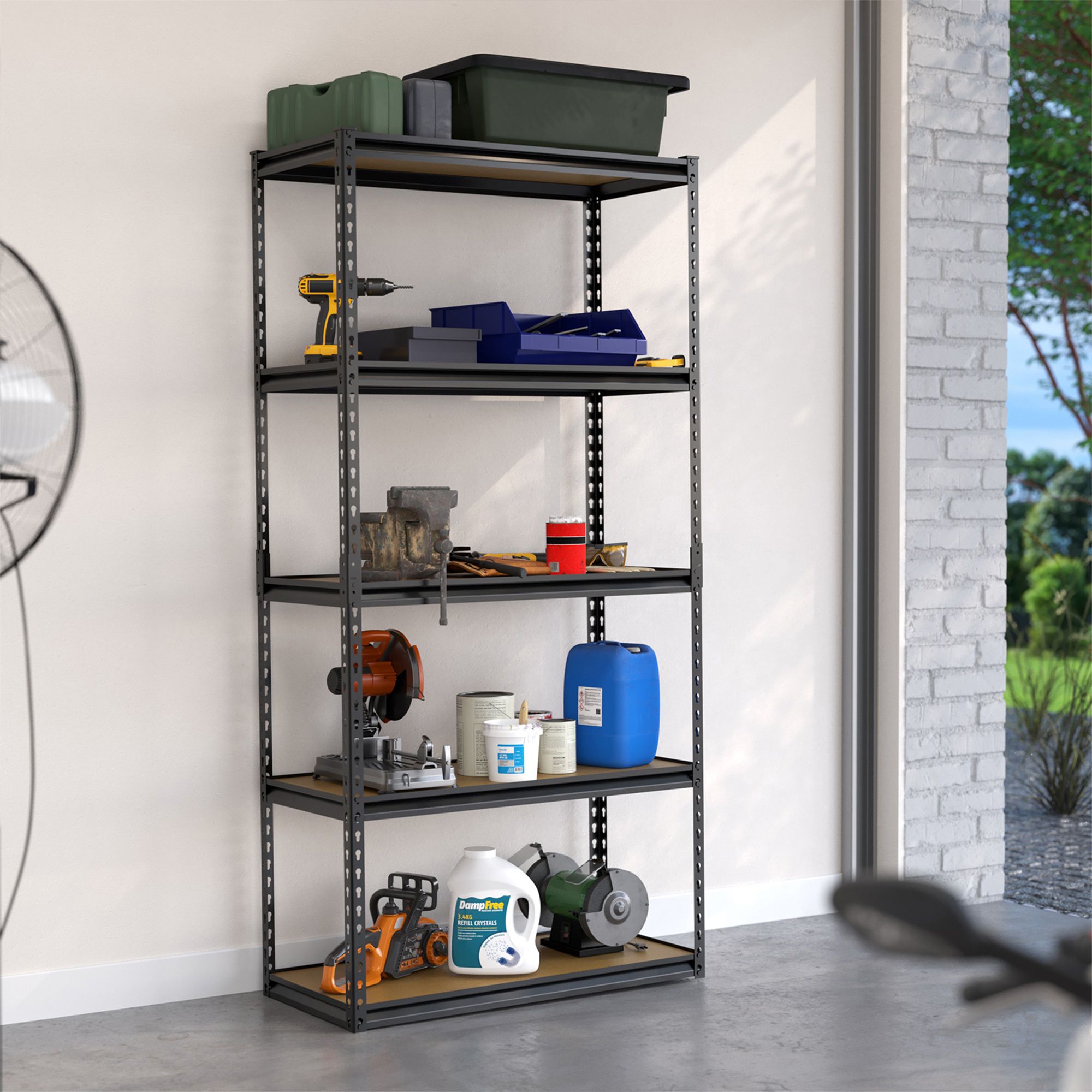Handy 5 shelf MDF & steel Shelving unit (H)1800mm (W)900mm (D)400mm