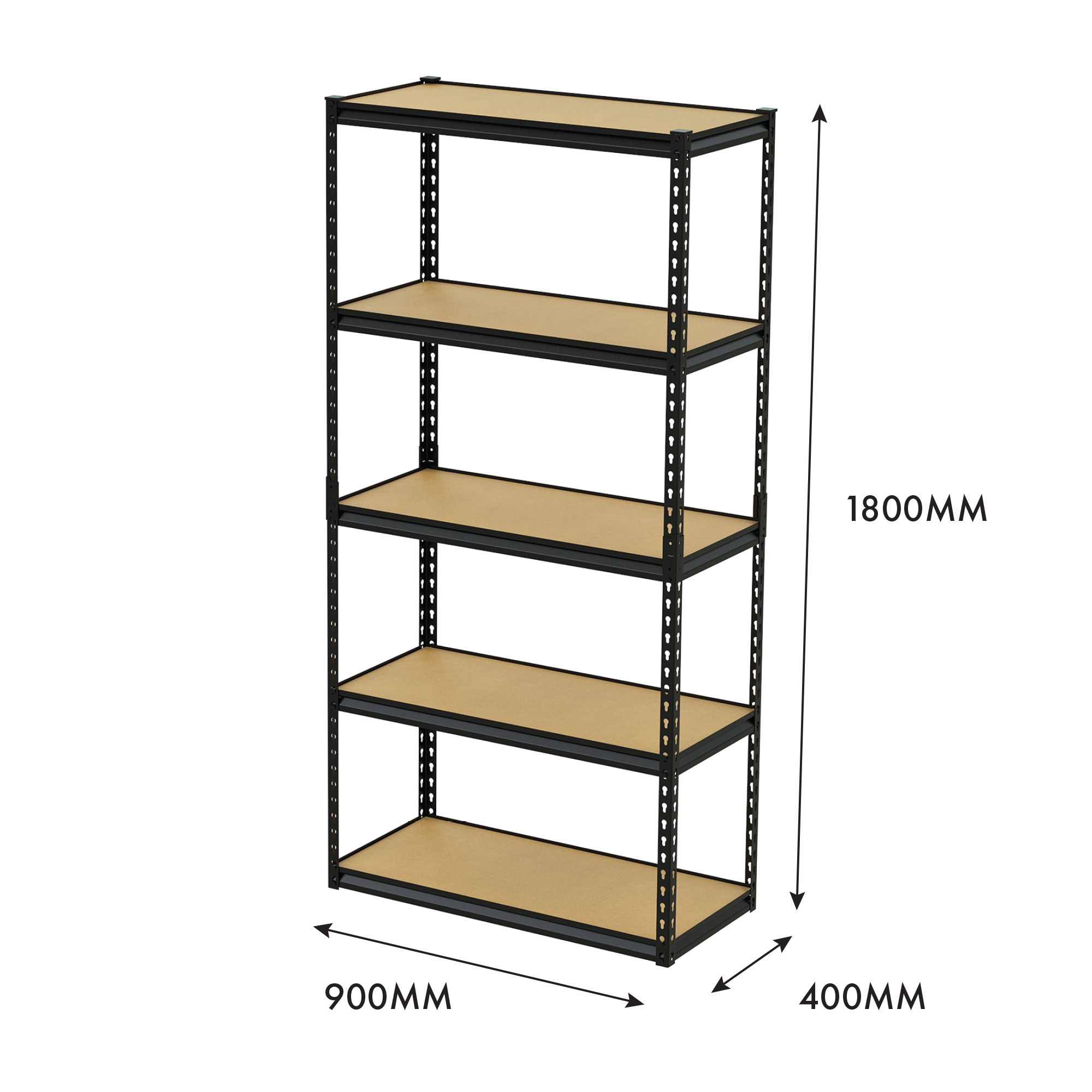 Handy 5 shelf MDF & steel Shelving unit (H)1800mm (W)900mm (D)400mm