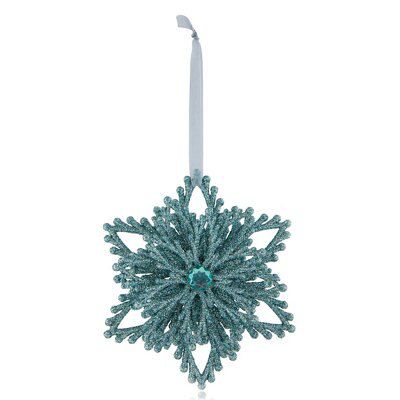 Harbour grey Glitter effect Plastic Snowflake Hanging decoration