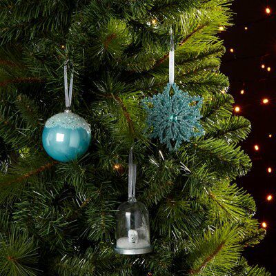 Harbour grey Glitter effect Plastic Snowflake Hanging decoration