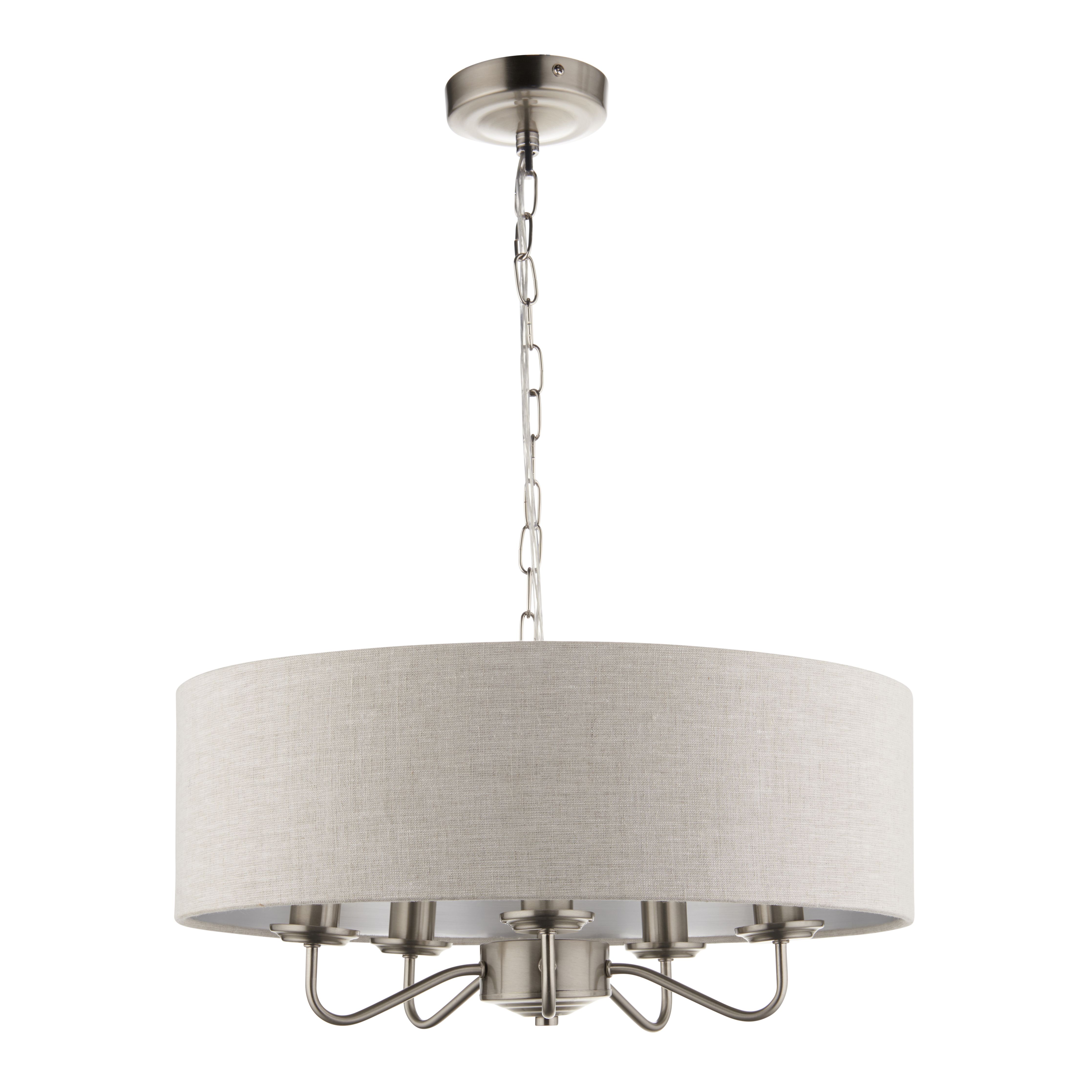 Harbour Studio Ayrshire Natural Nickel effect 5 Lamp Pendant ceiling light, (Dia)450mm