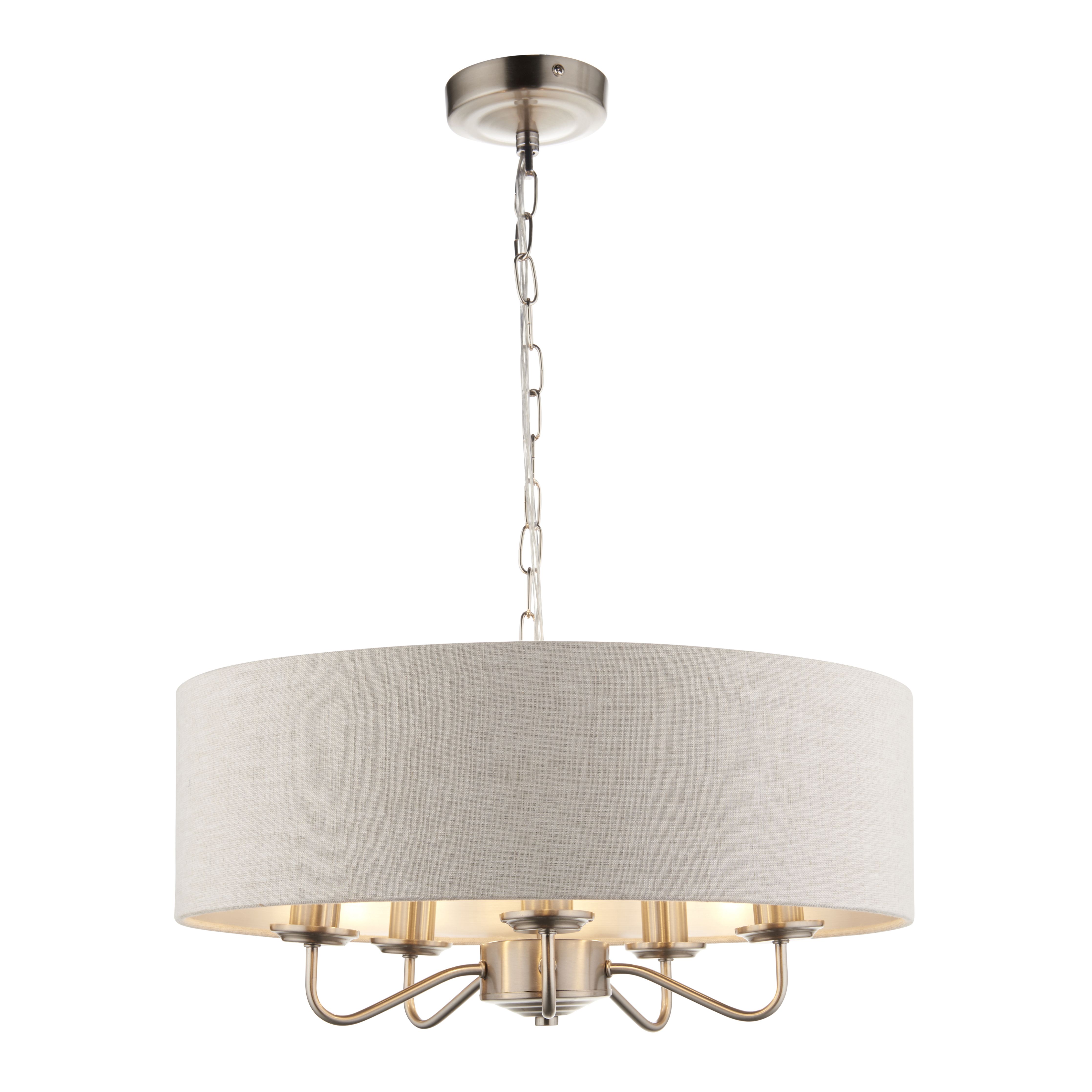 Harbour Studio Ayrshire Natural Nickel effect 5 Lamp Pendant ceiling light, (Dia)450mm