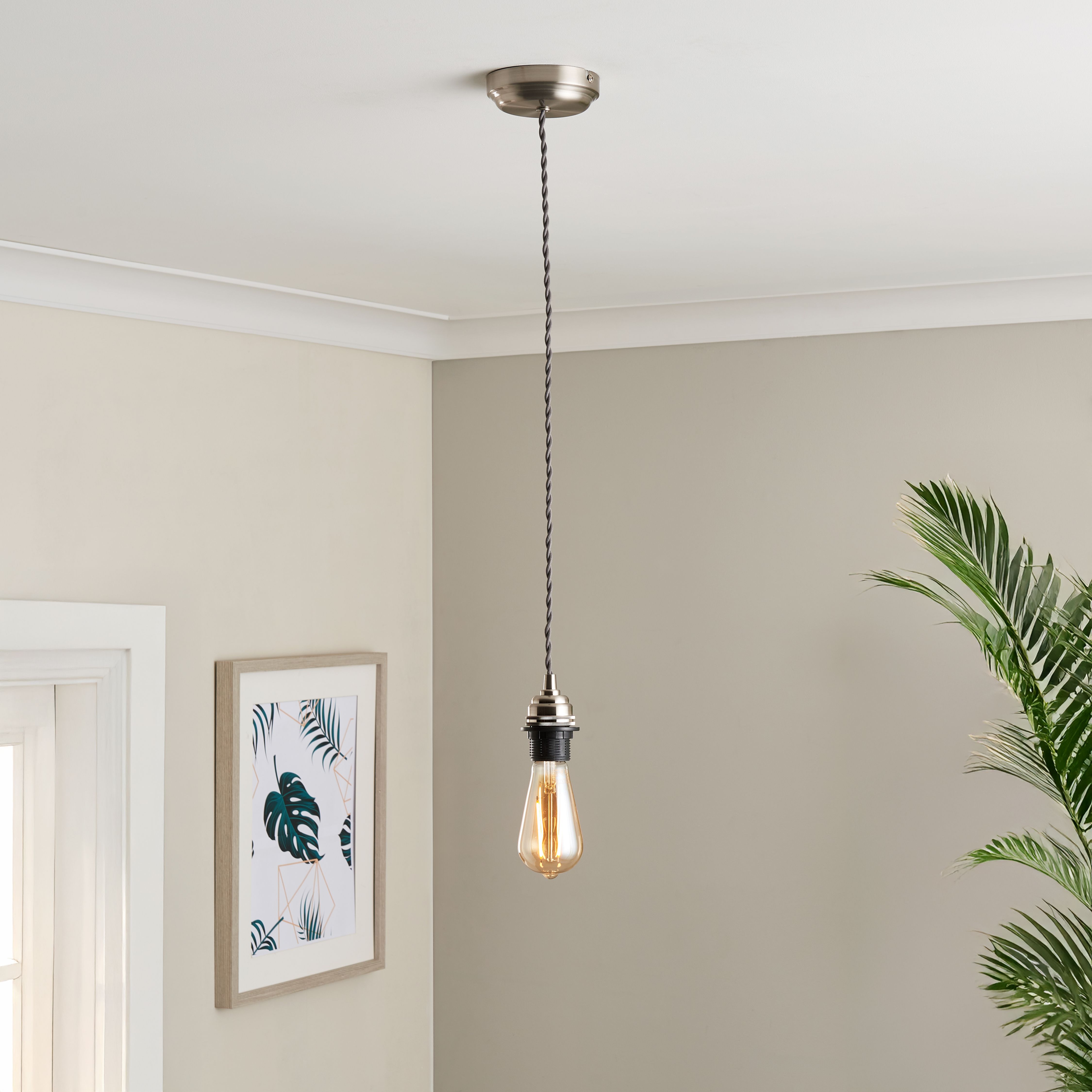 Harbour Studio Chrome effect E27 Cable light set (L)1500mm