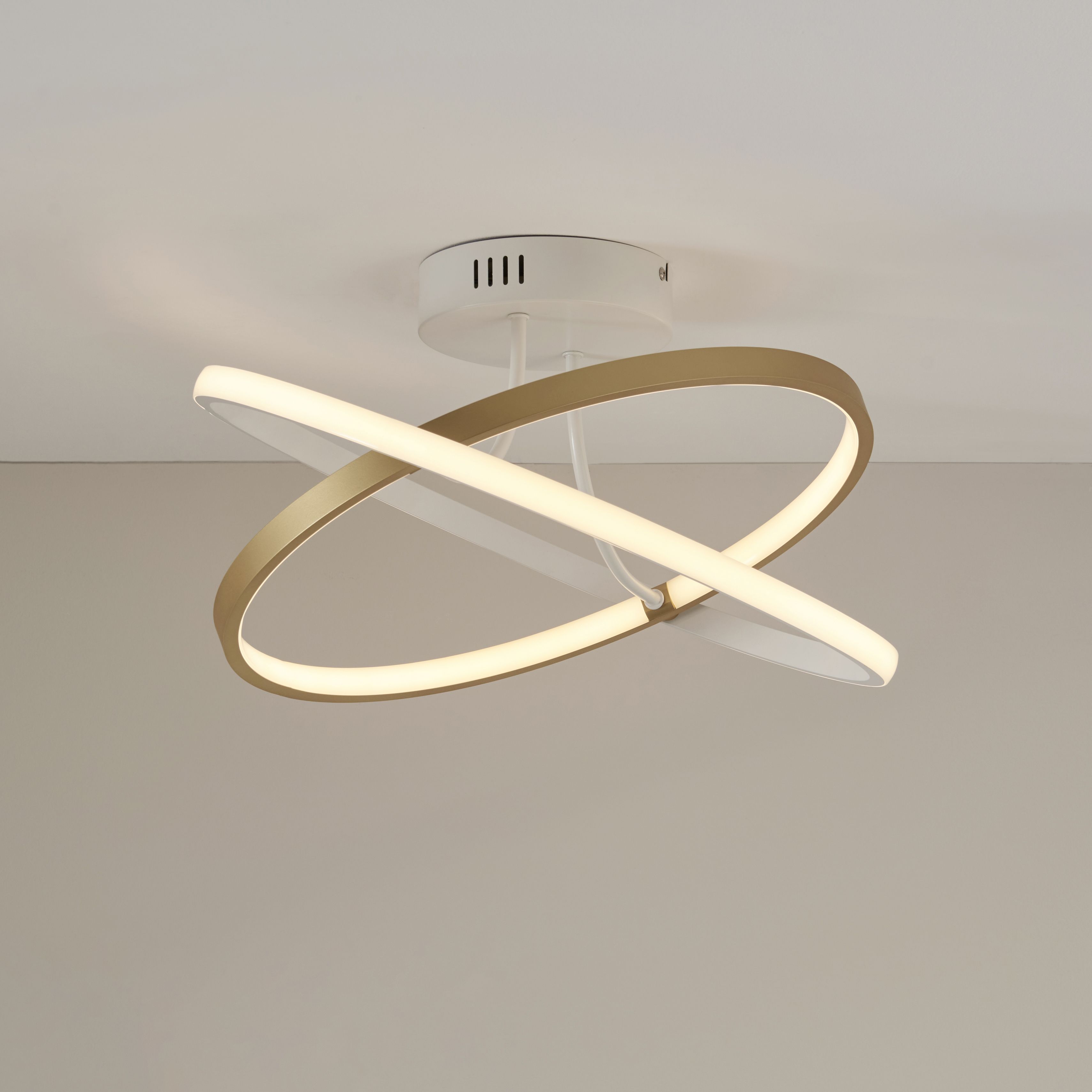 Harbour Studio Circle Satin Steel White Gold effect LED Ceiling light