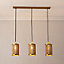 Harbour Studio Cuba Bamboo Satin Natural Gold effect 3 Lamp Pendant ceiling light