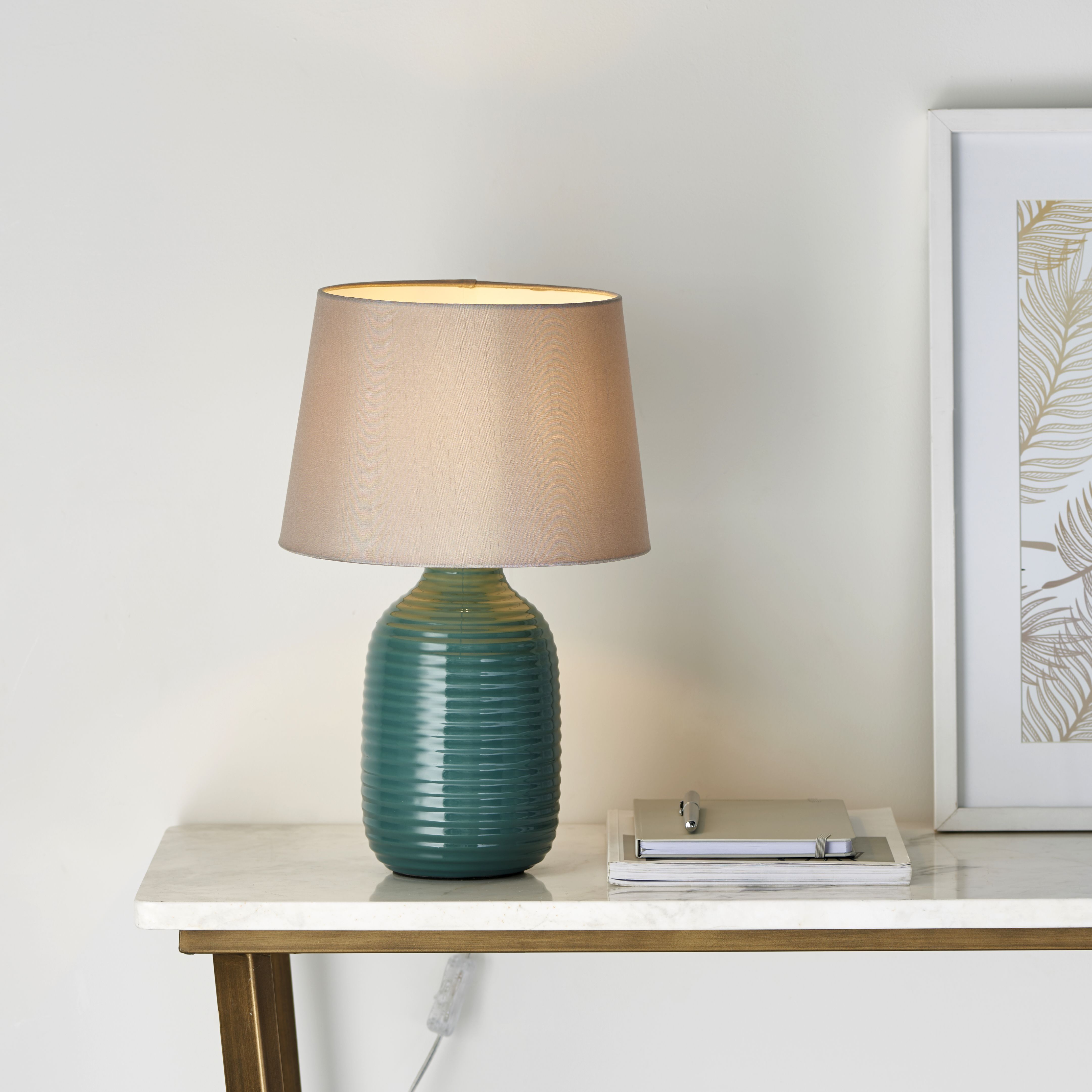 Harbour Studio Elijah Ribbed Brushed Gloss Green Table light