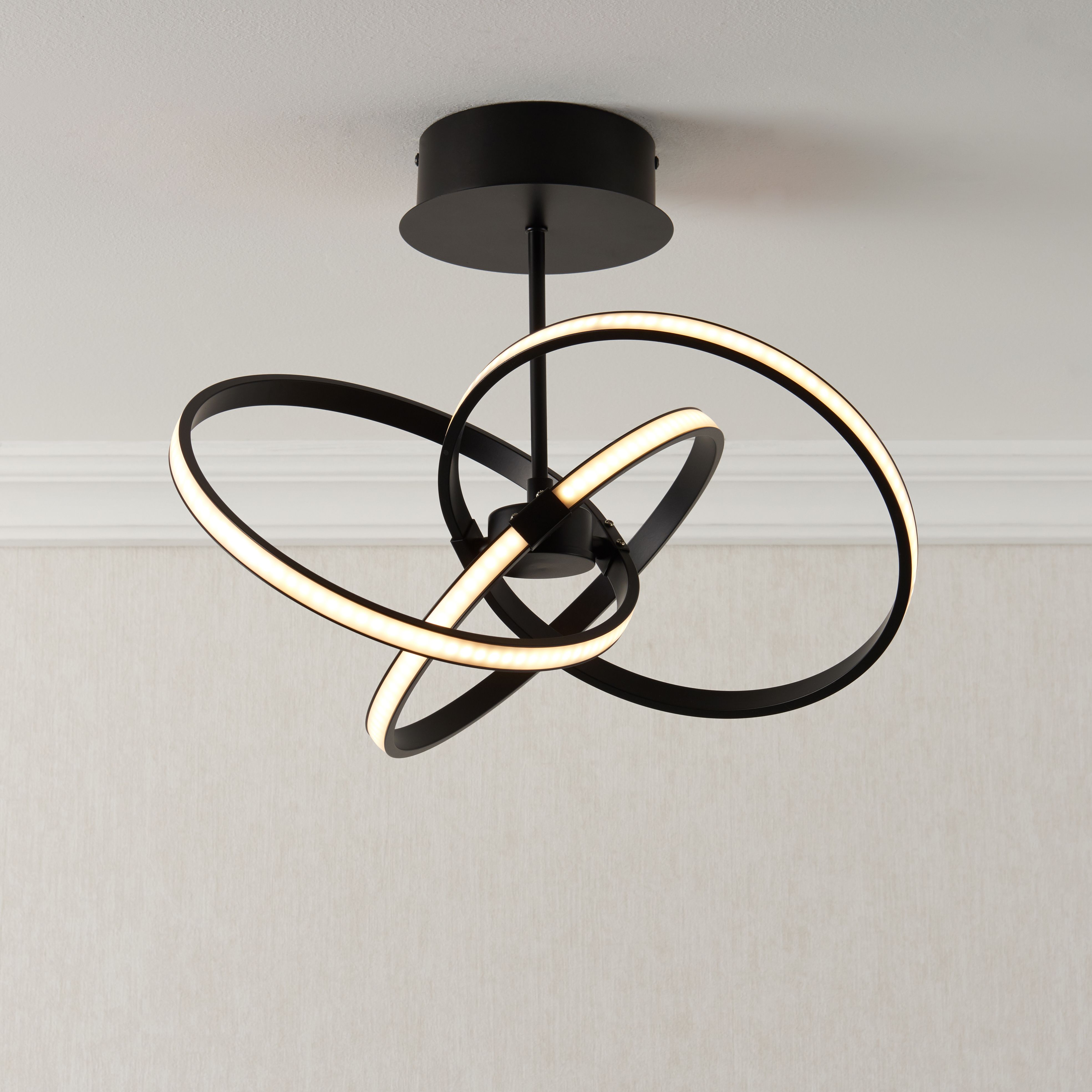Harbour Studio Endor Matt Metal & plastic Black 3 Lamp LED Ceiling light