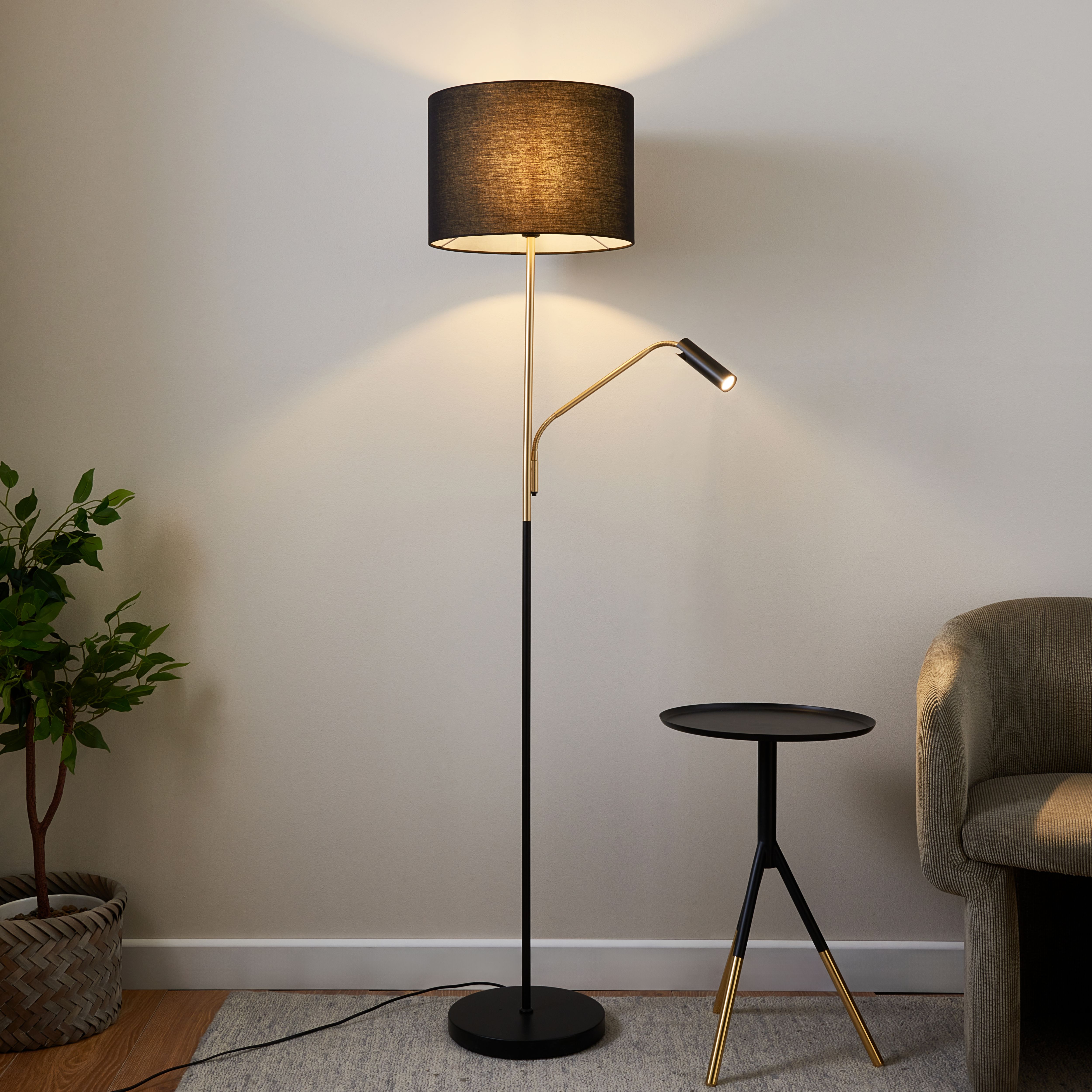 Harbour Studio Kendall Satin Black Gold effect 2 Lights Mother & child floor light