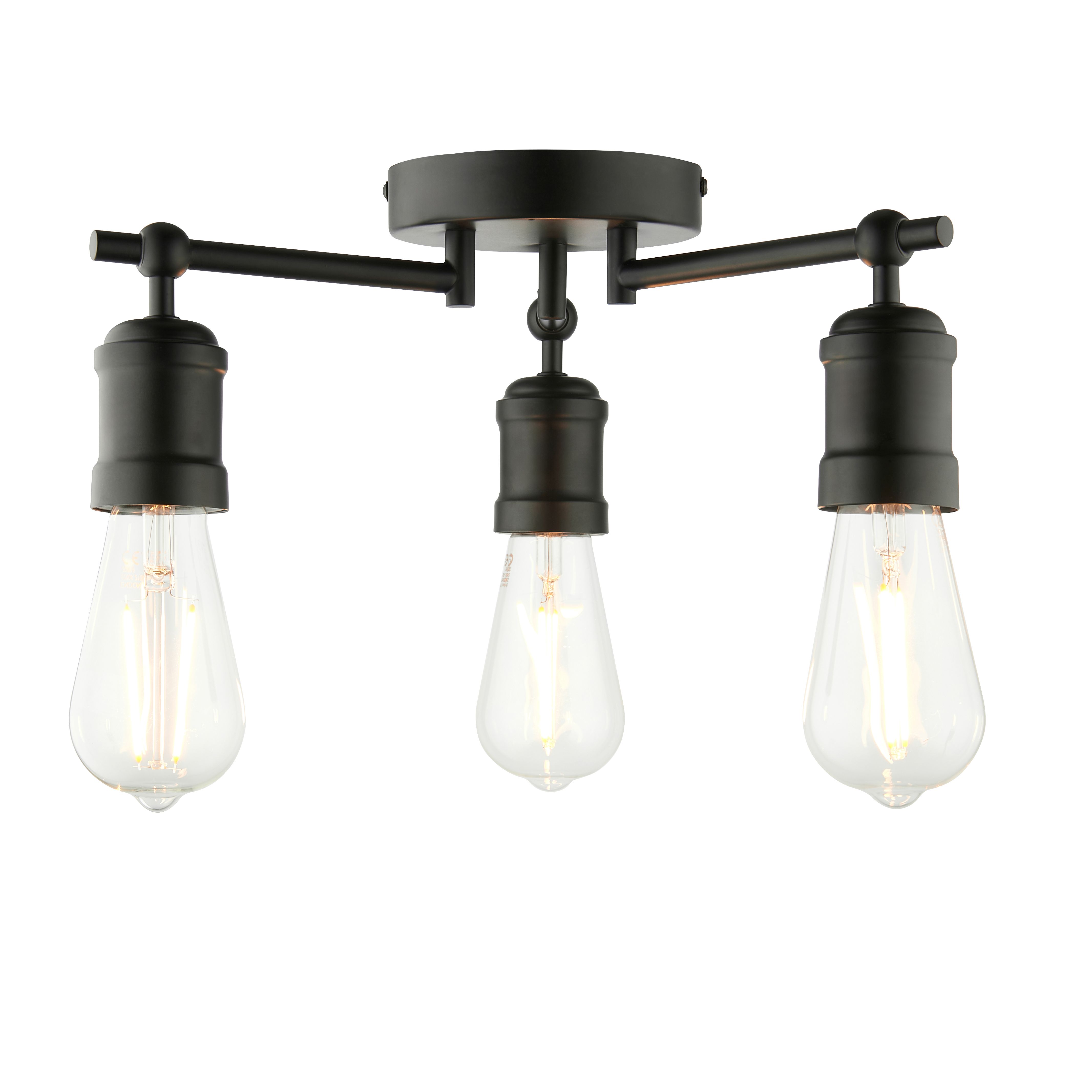 Harbour Studio Kyron Matt Steel Black 3 Lamp Bathroom LED Ceiling light
