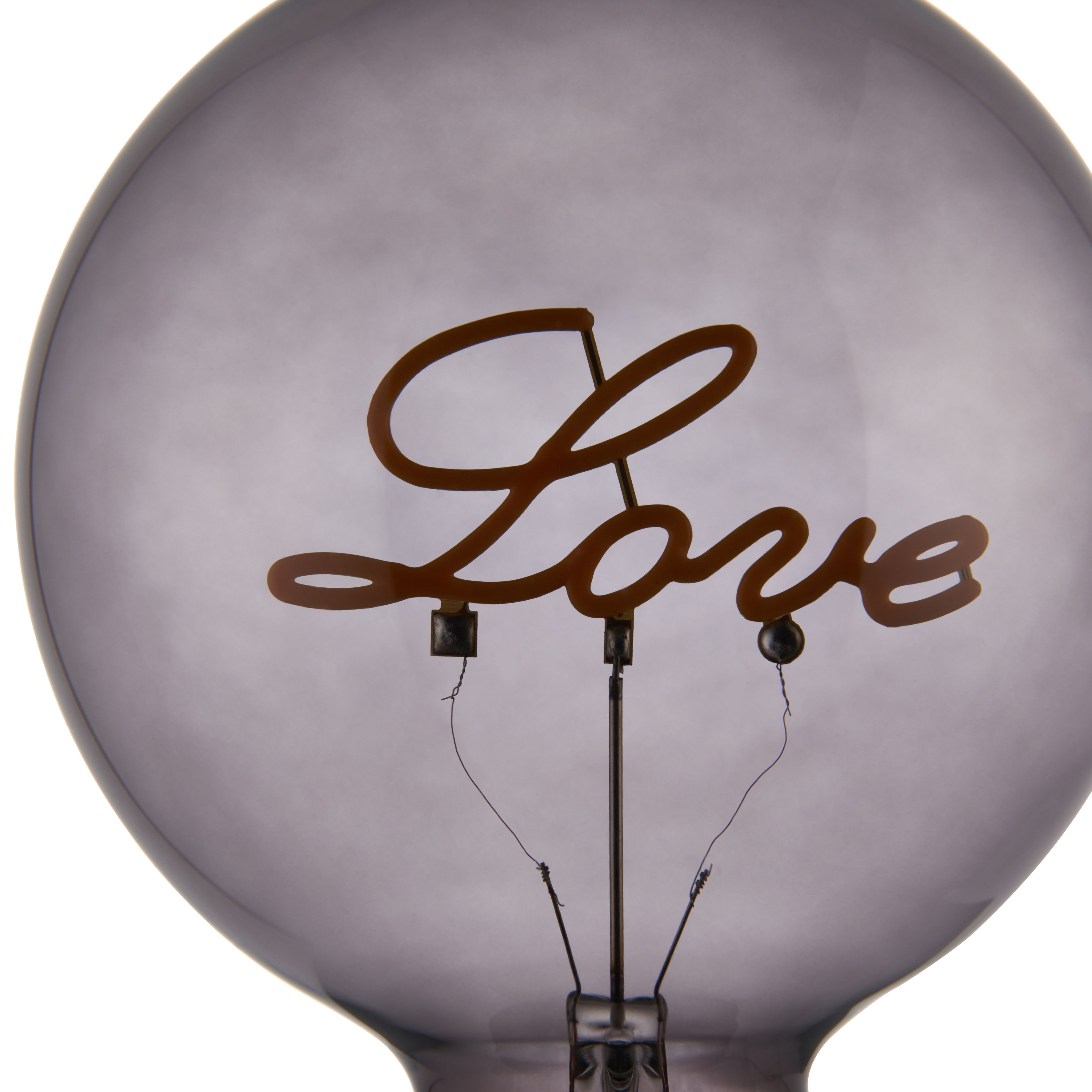 Harbour Studio Love E27 2W 70lm Smoky Globe Warm white LED Filament Light bulb