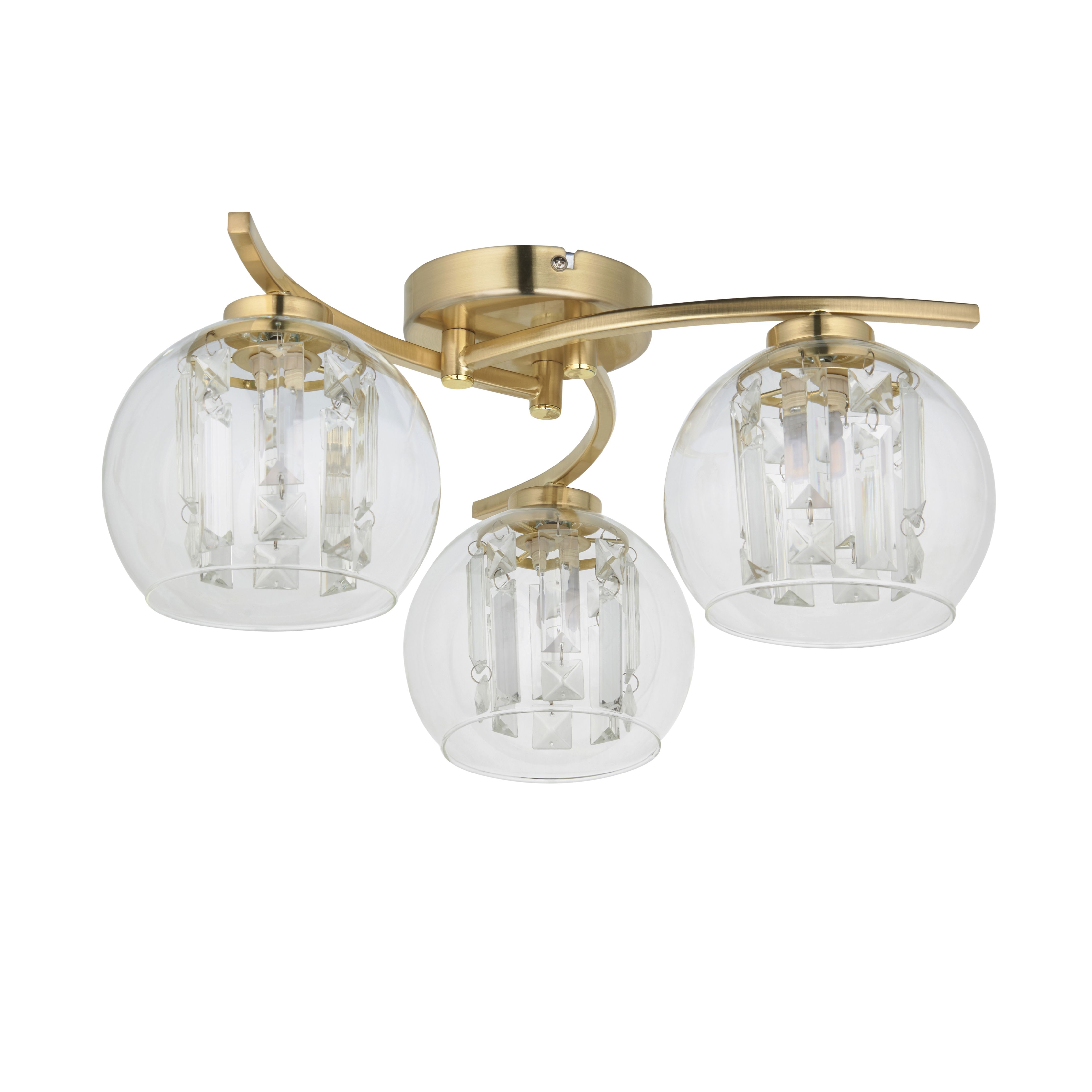 Harbour Studio Mallorie Satin Glass & metal Gold 3 Lamp LED Ceiling light