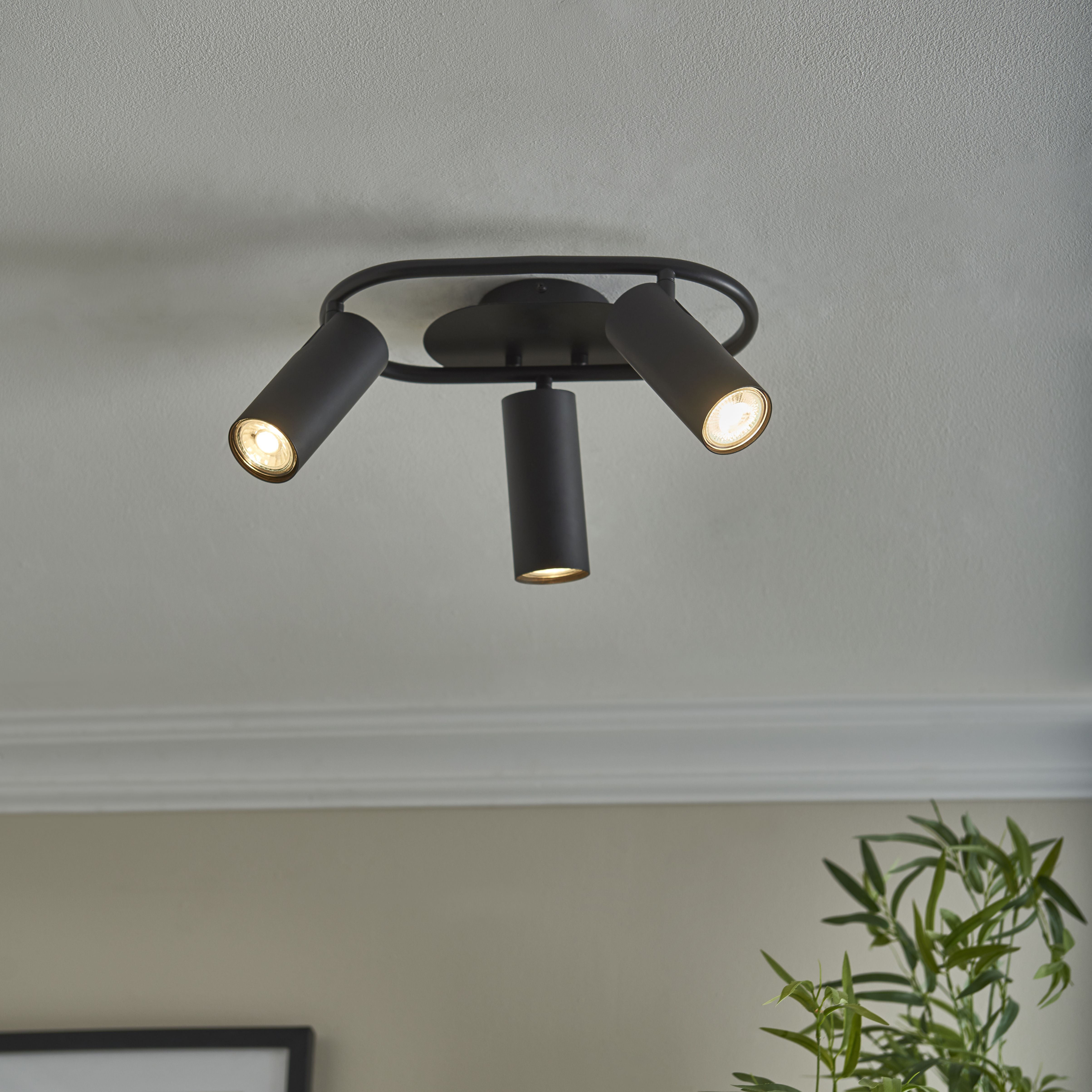 Harbour Studio Modus modern Matt Metal Black 3 Lamp LED Ceiling light