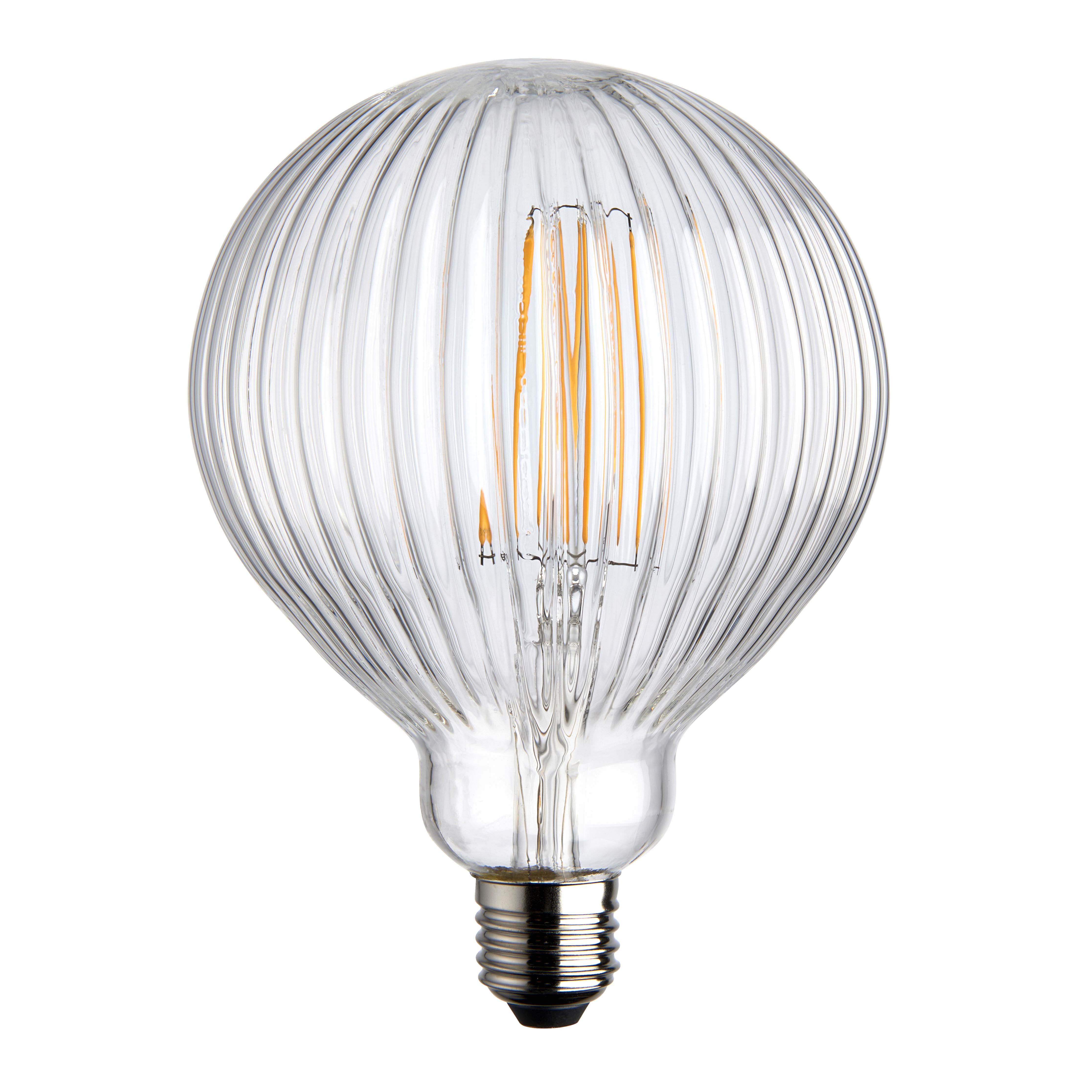 Harbour Studio Ribbed E27 4W 480lm 360° Globe Warm white LED Filament ...