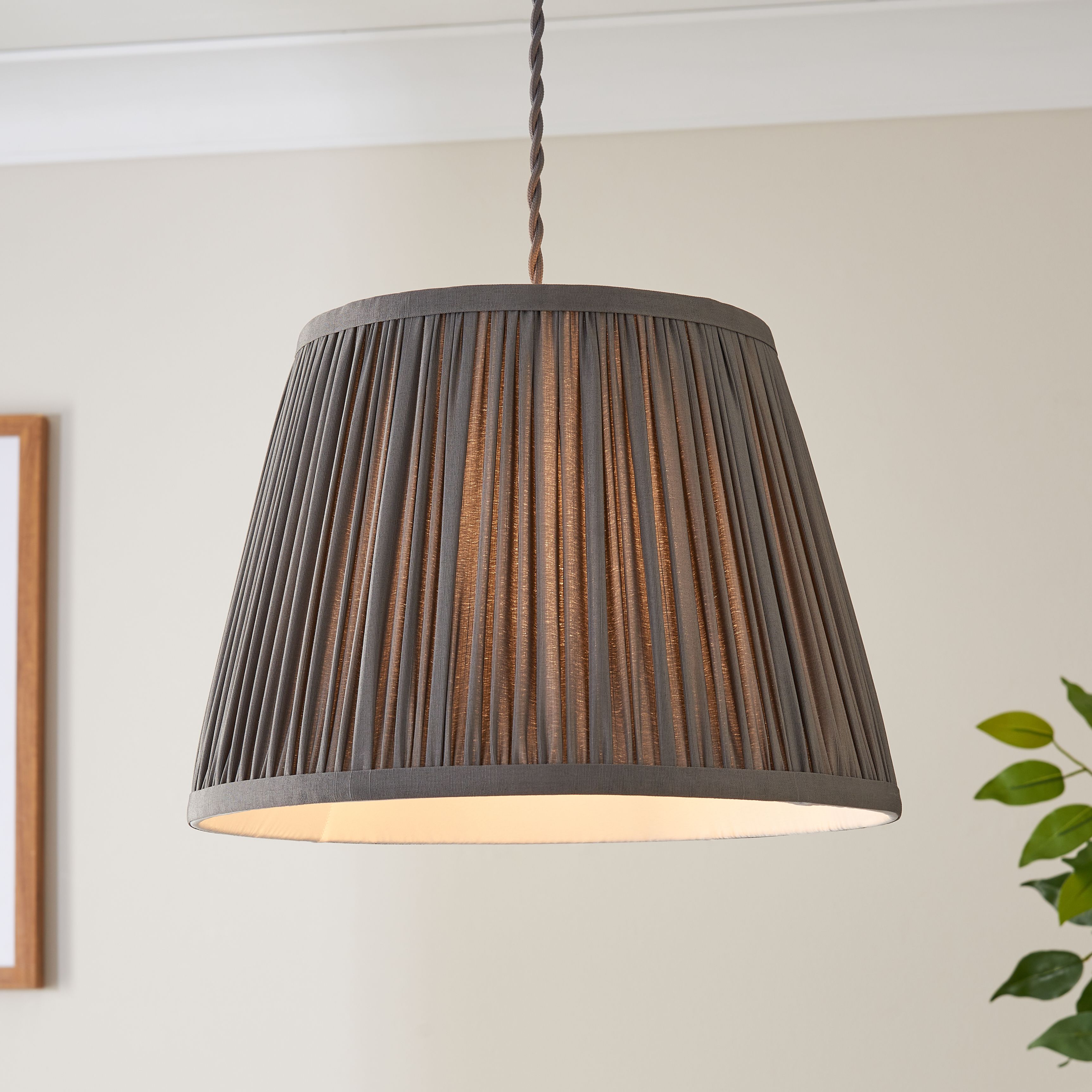 Harbour Studio Serena Charcoal Cotton effect Pleated Conical Lamp shade (D)30cm