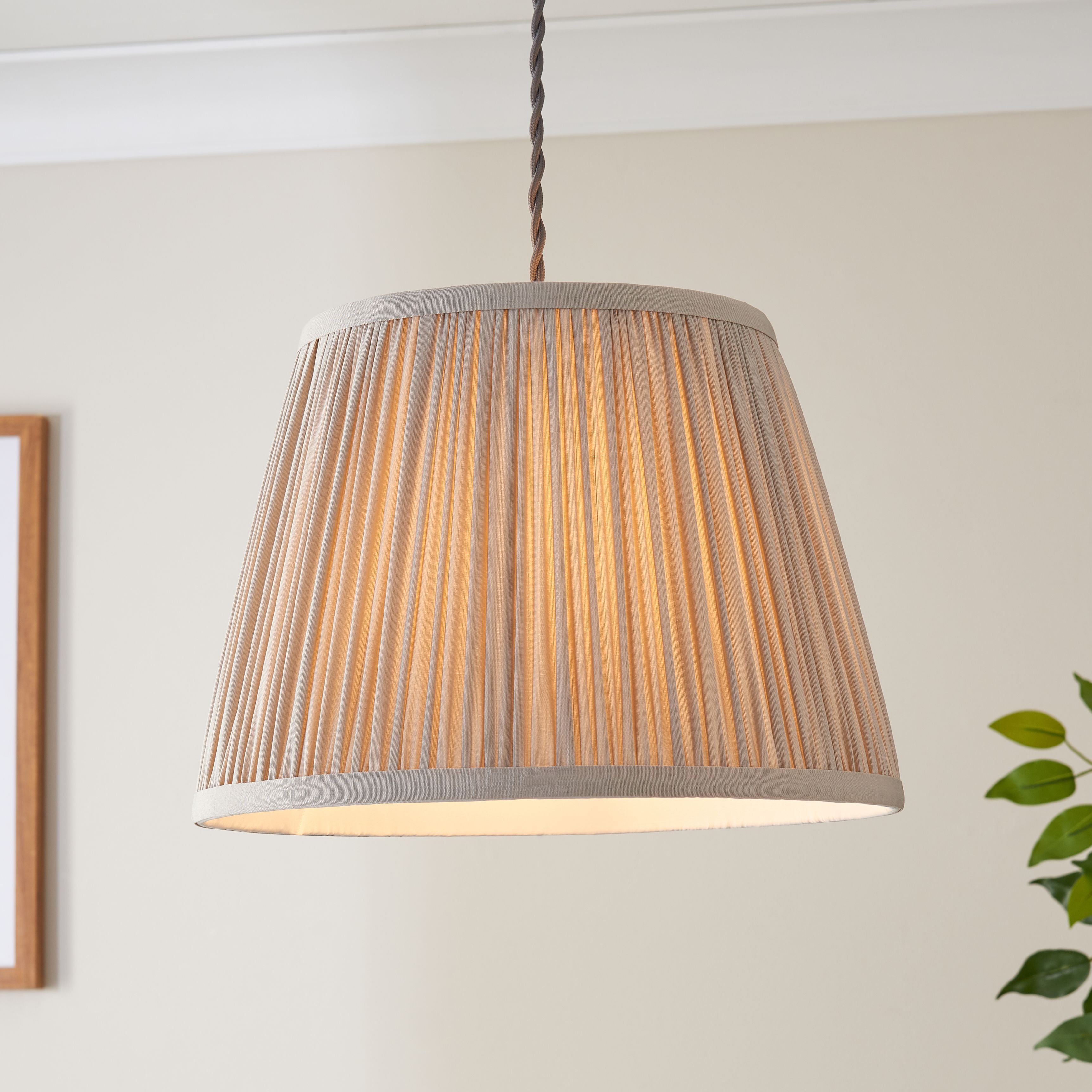 Harbour Studio Serena Warm Grey Cotton effect Pleated Conical Lamp shade (D)30cm