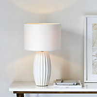 Harbour Studio Tosan Ribbed crackle Ivory Chrome effect Table light