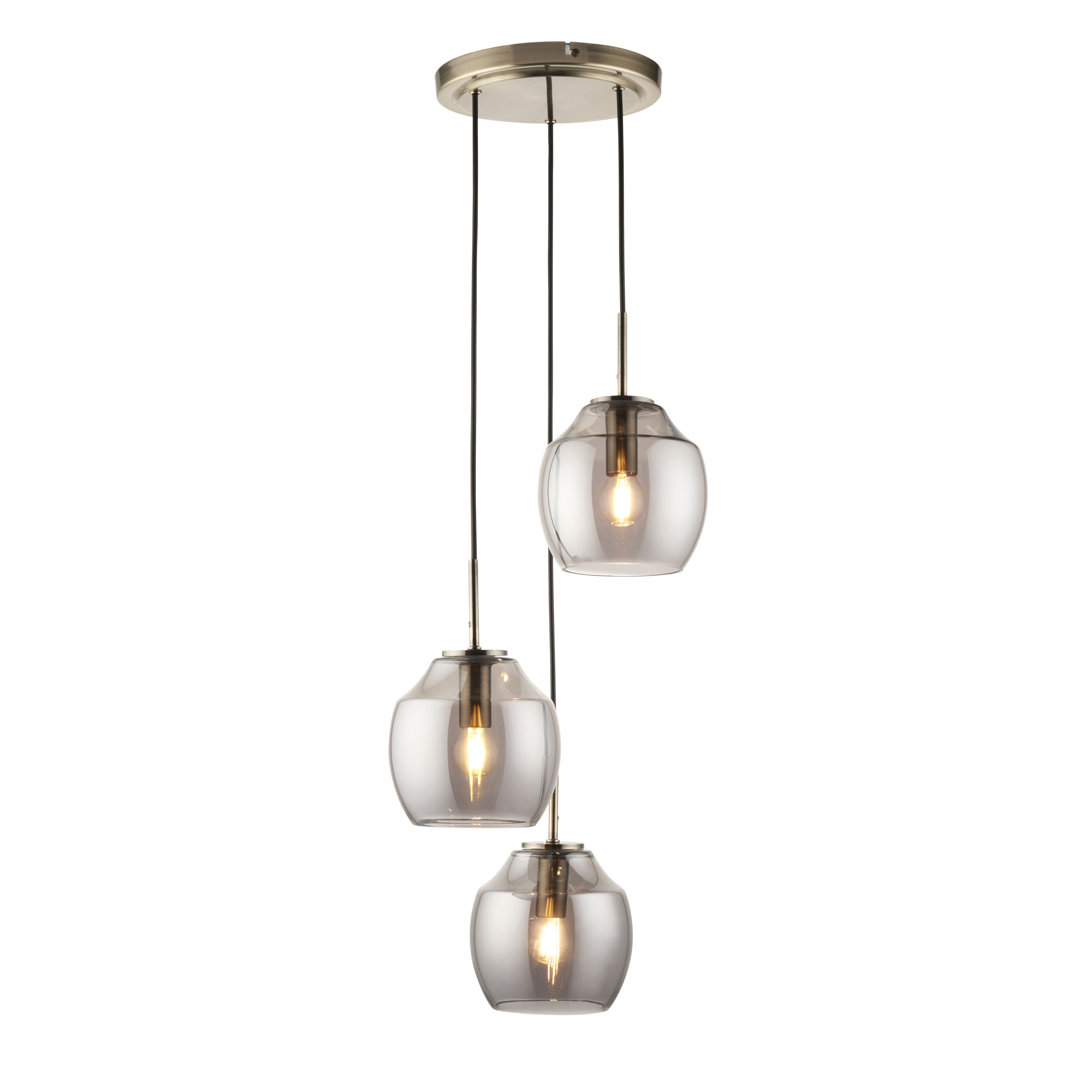 3 light cluster store pendant brushed nickel