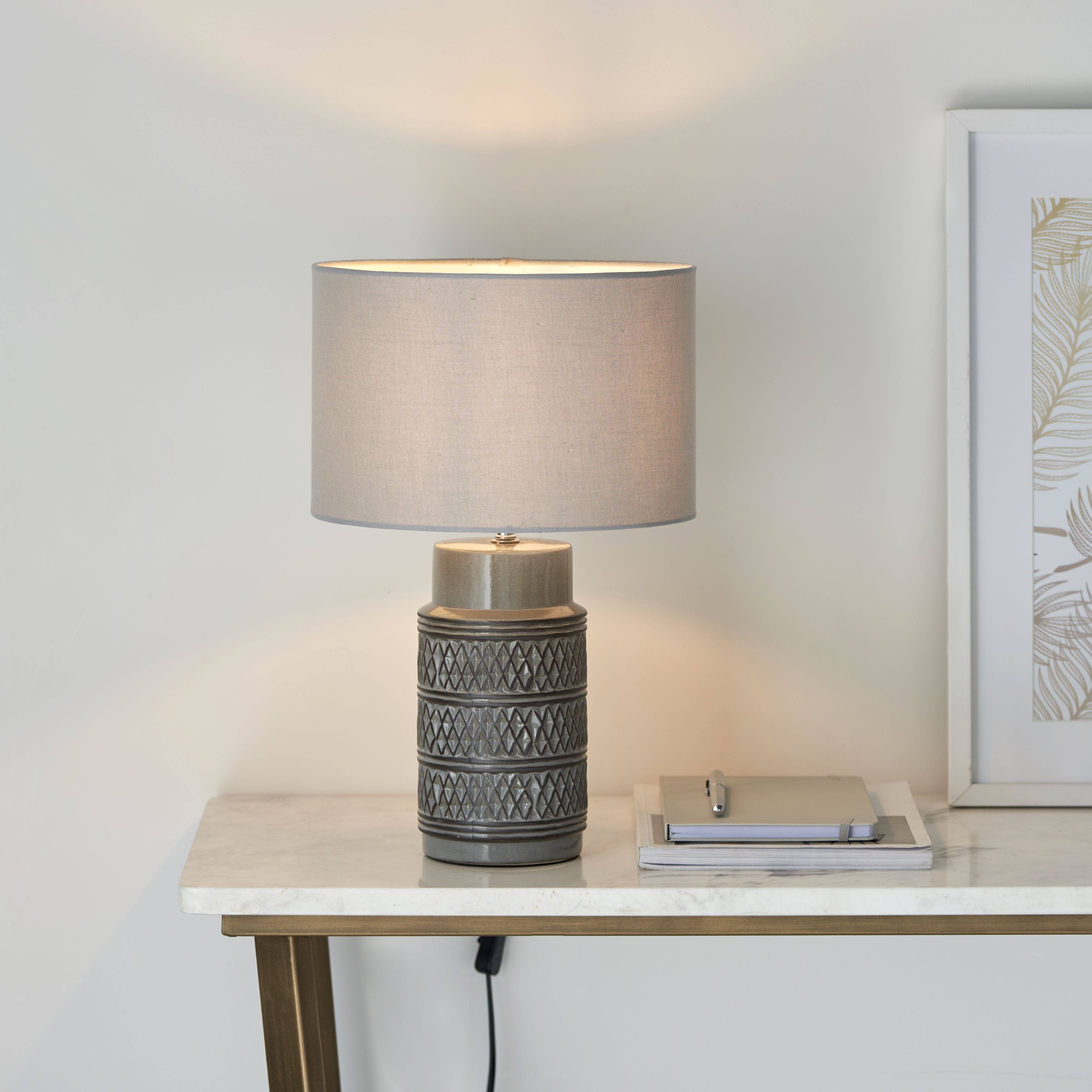 Harbour Studio Viola Imprinted Matt Grey Table light