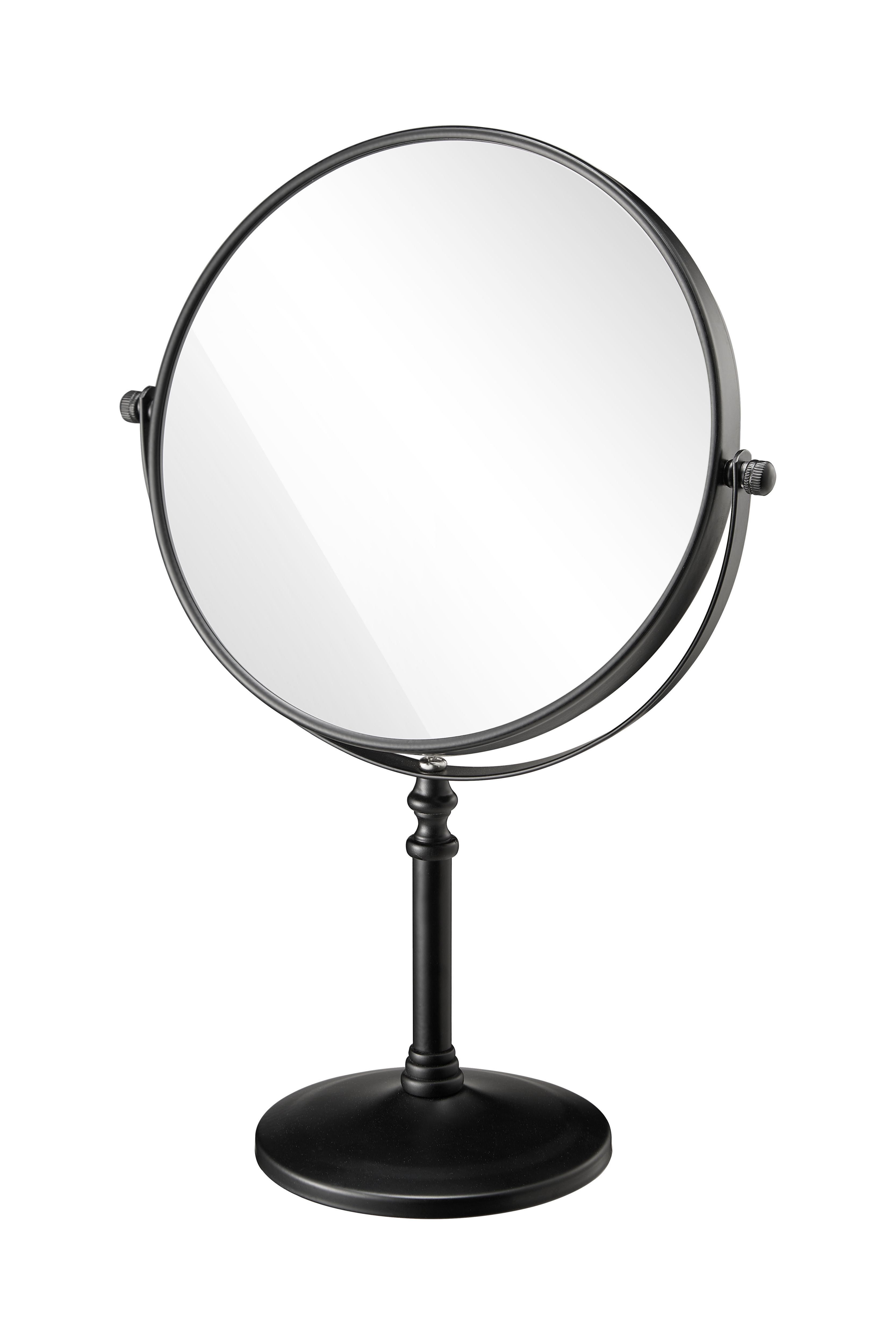 Harlech Black Round Freestanding Bathroom Mirror (H)34.5cm (W)22.5cm