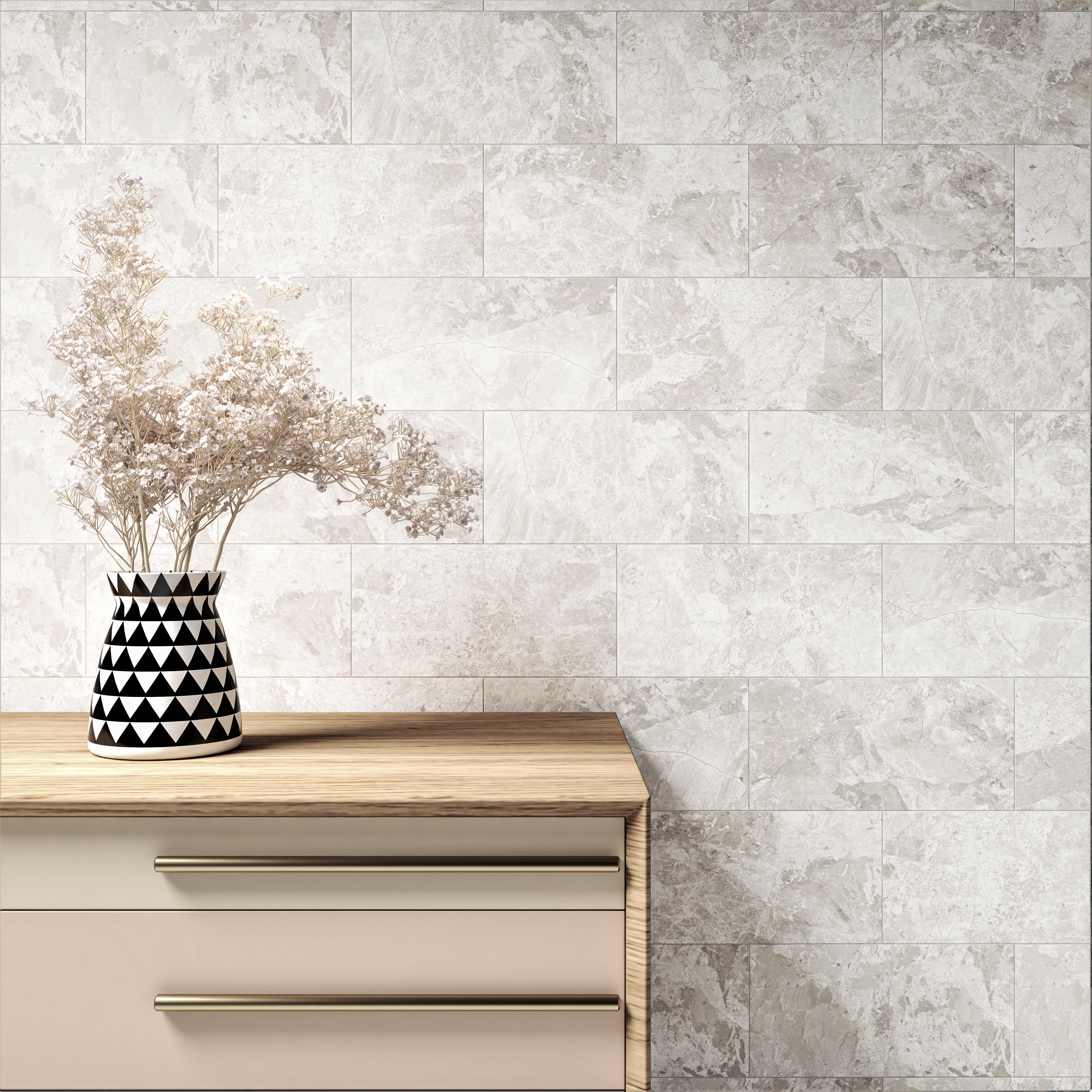 Harmony White Gloss Marble effect Ceramic Indoor Wall Tile Pack of 8 L 500mm W 250mm DIY at B Q