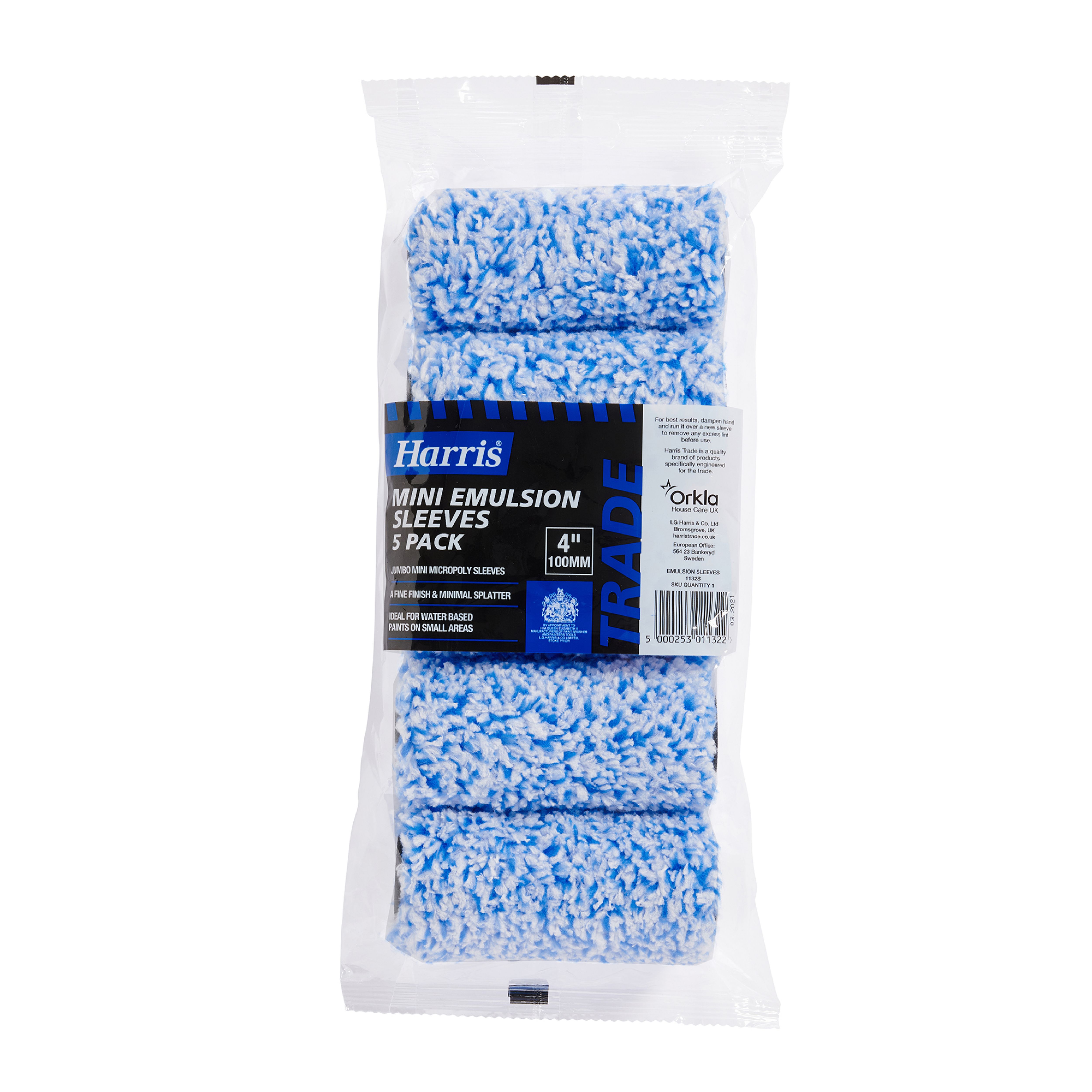 Harris Trade Emulsion 4" Mini Roller sleeve, Pack of 5