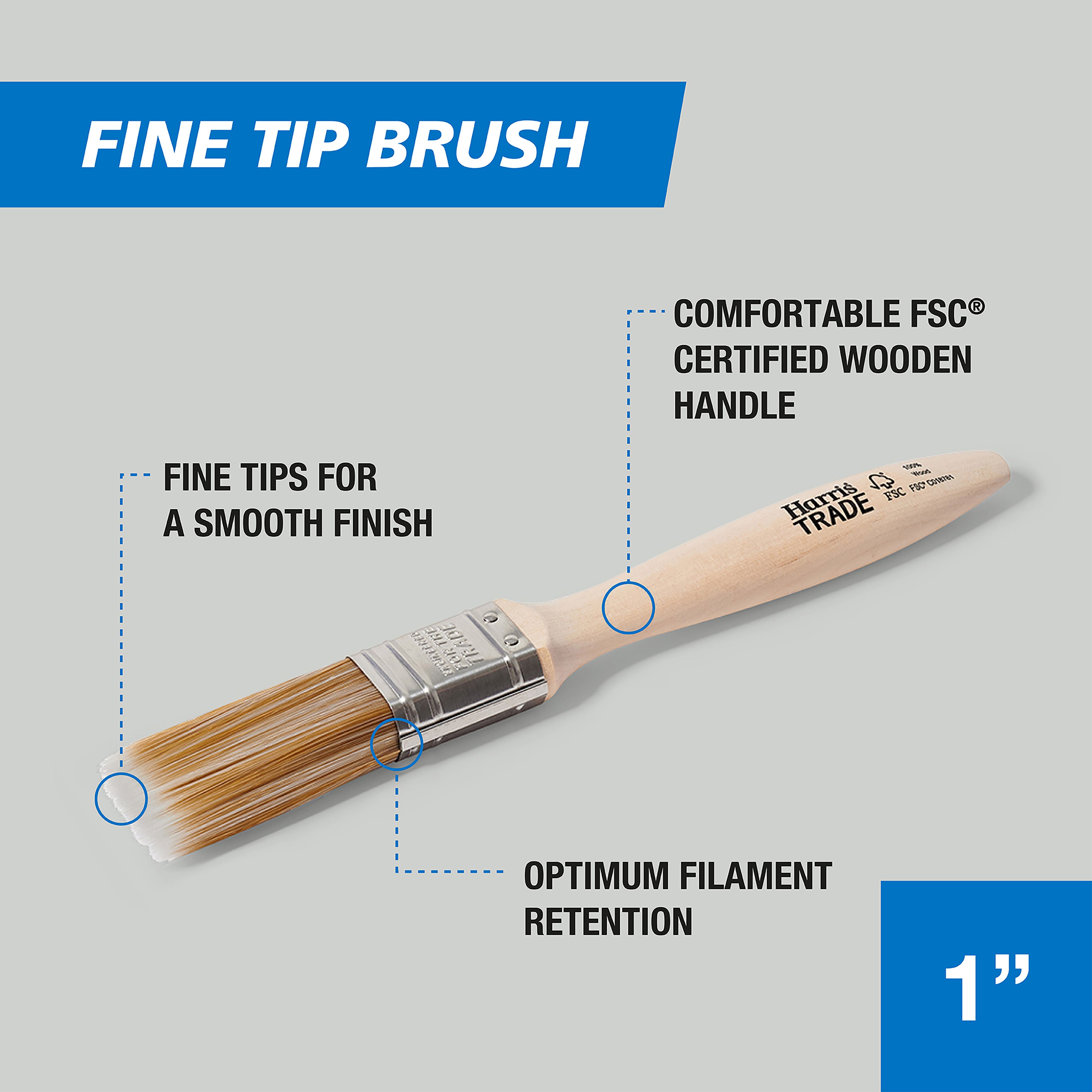 Harris Trade Emulsion & Gloss 1" Fine tip Comfort Interior Paint brush