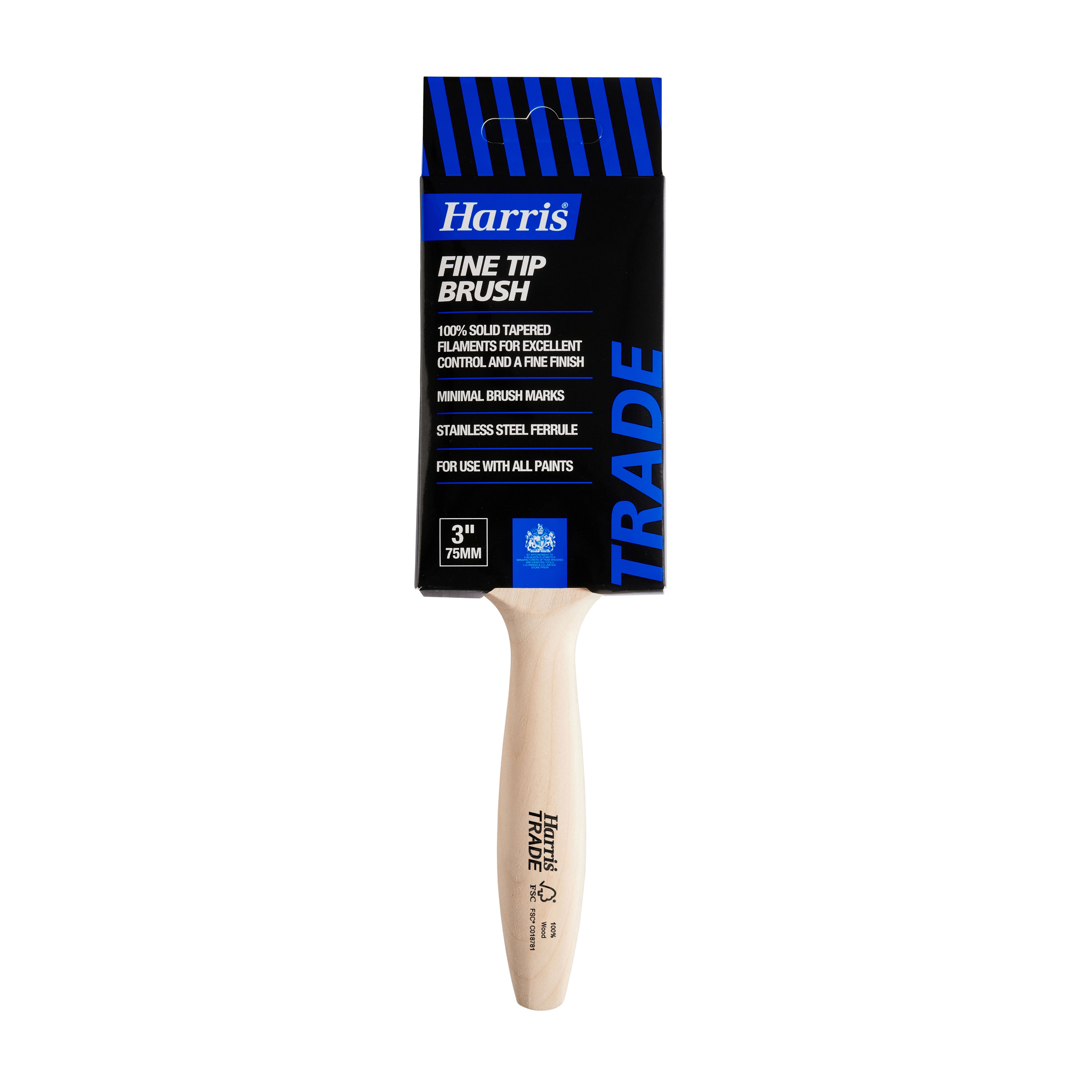 Harris Trade Emulsion & Gloss 3" Fine tip Comfort Interior Paint brush, Pack of 1