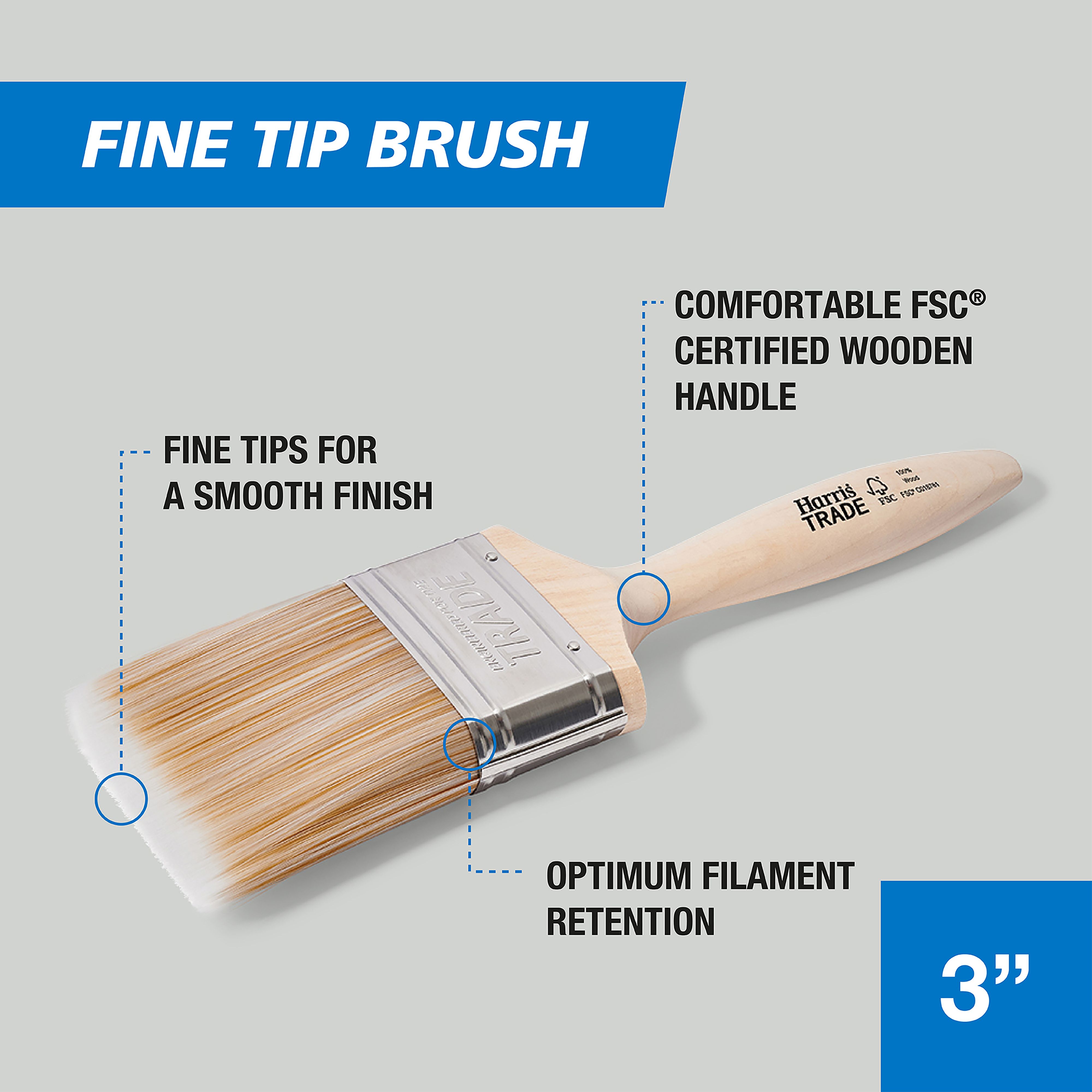 Harris Trade Emulsion & Gloss 3" Fine tip Comfort Interior Paint brush, Pack of 1