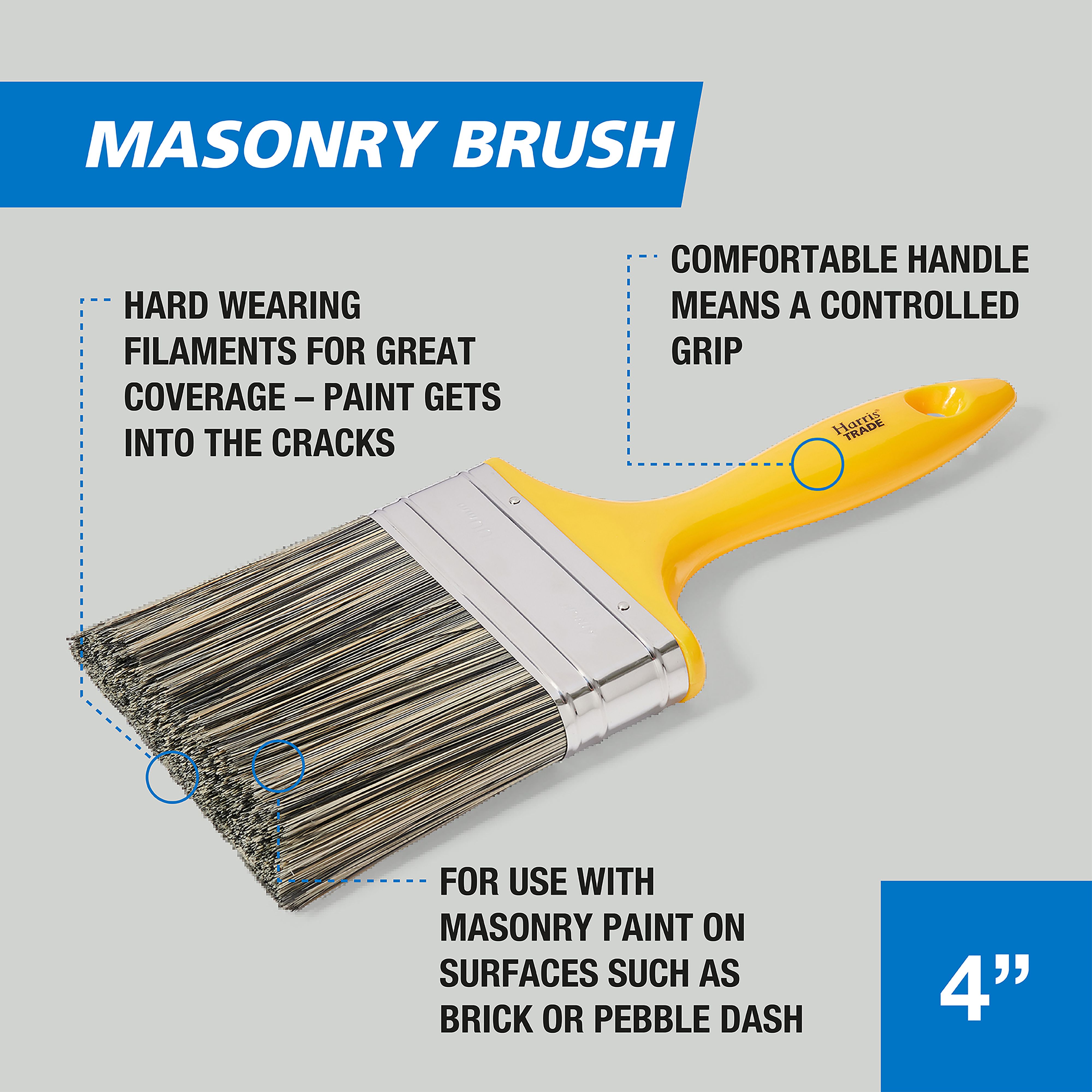 Harris Trade Masonry 4" Exterior Masonry Paint brush