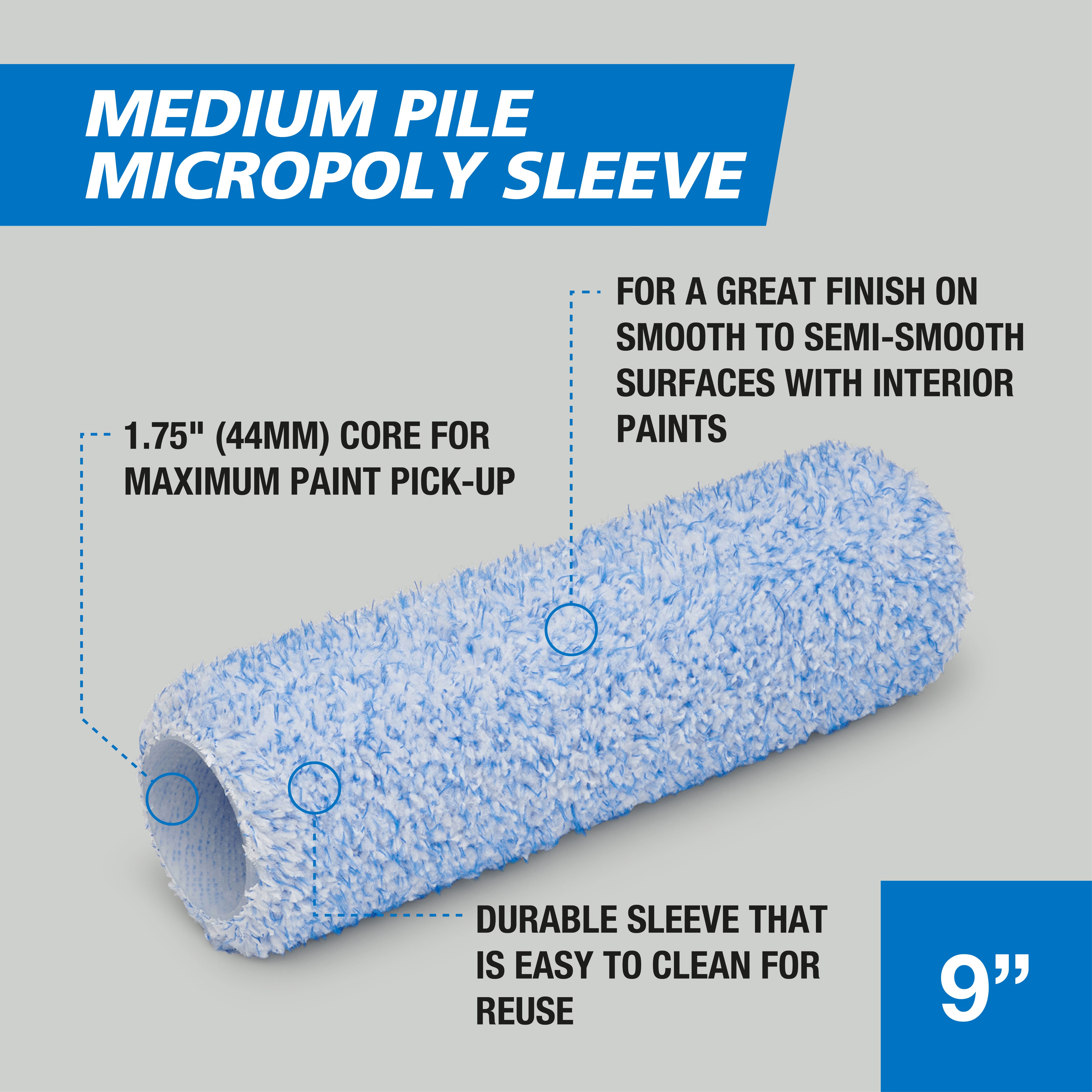 Harris Trade Micropoly Interior Medium pile Roller sleeve, (L)228.6mm