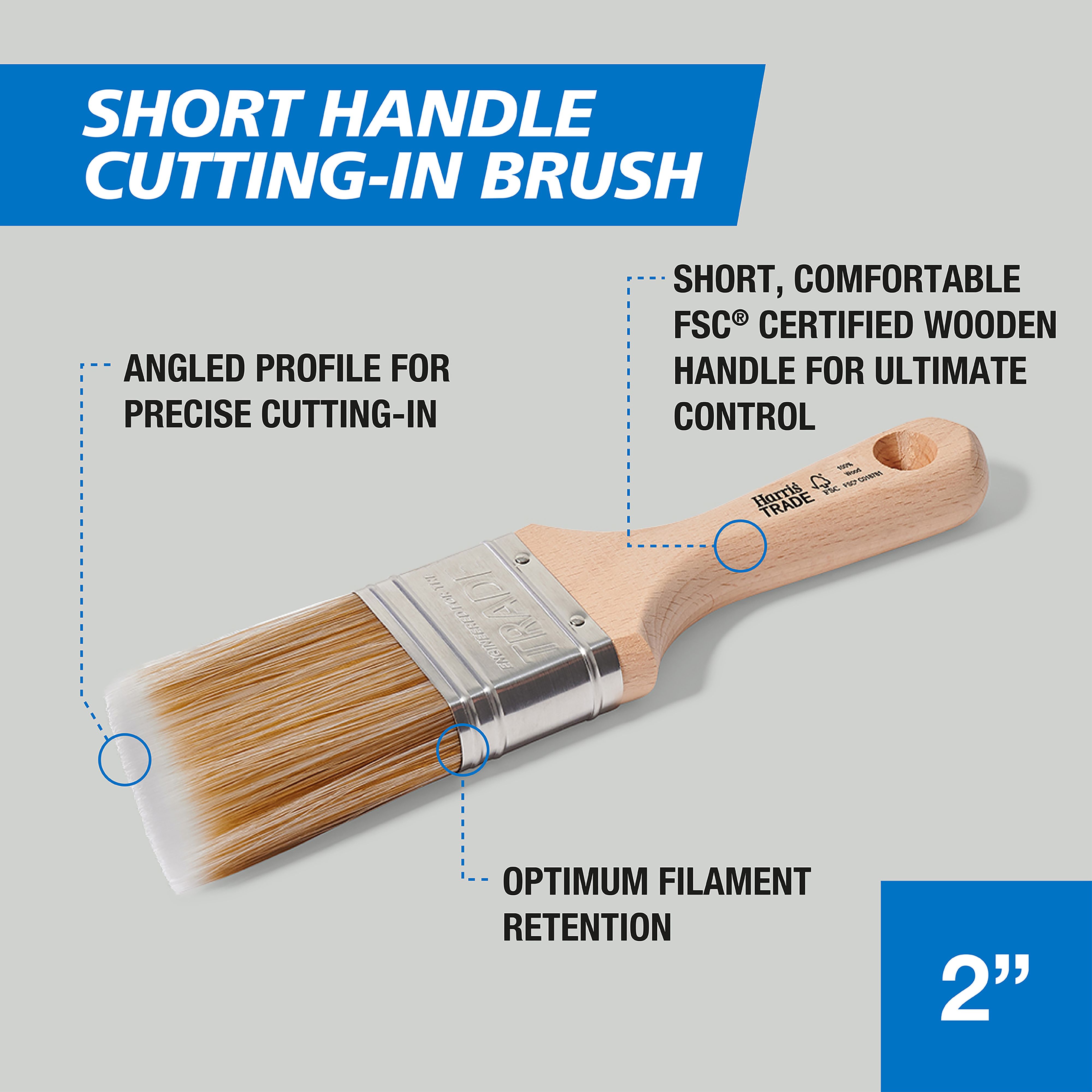 Harris Trade Short Handle Cutting-In 2" Fine tip Comfort Interior Paint brush