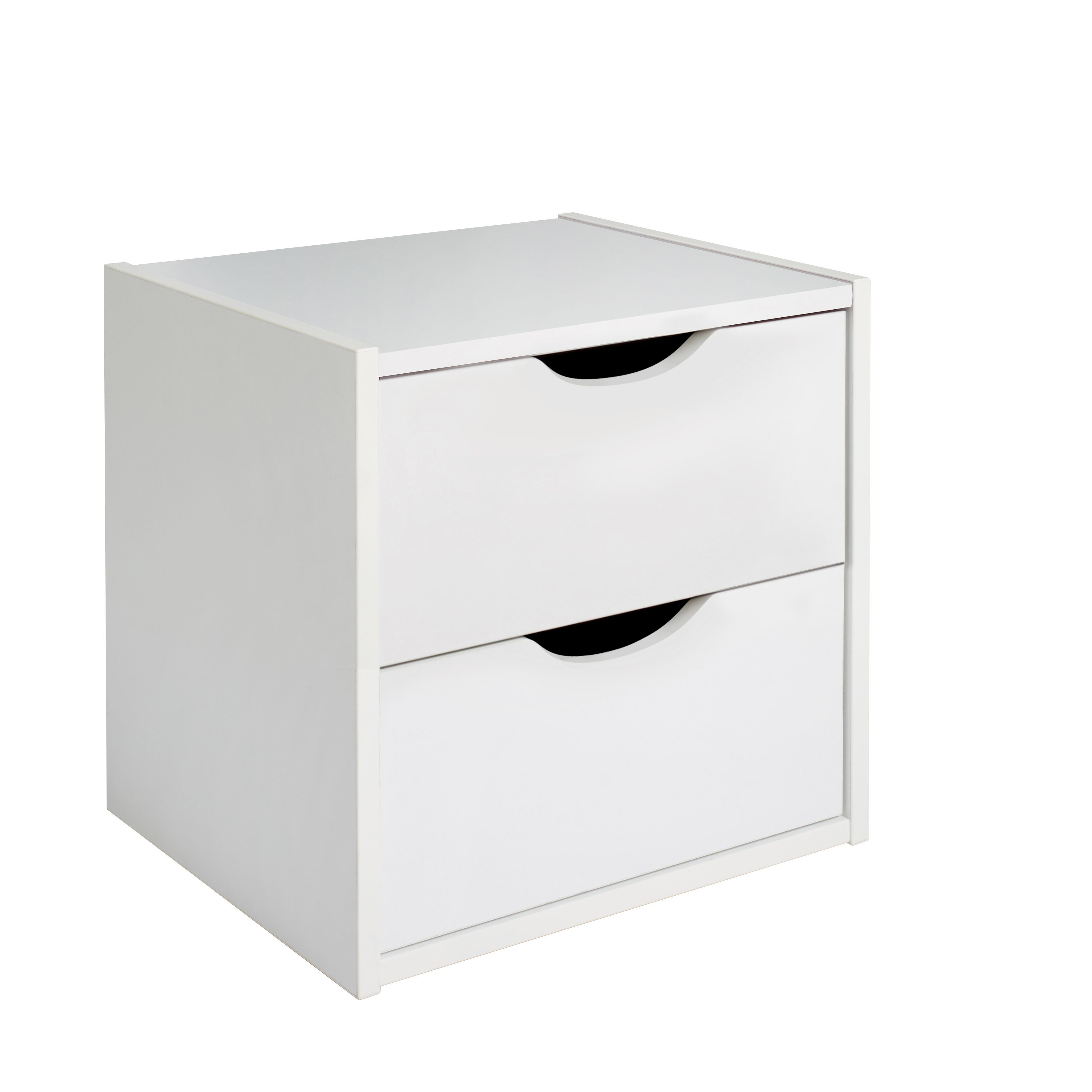 Hartnett Matt soft white 2 Drawer Bedside table (H)435mm (W)450mm (D ...