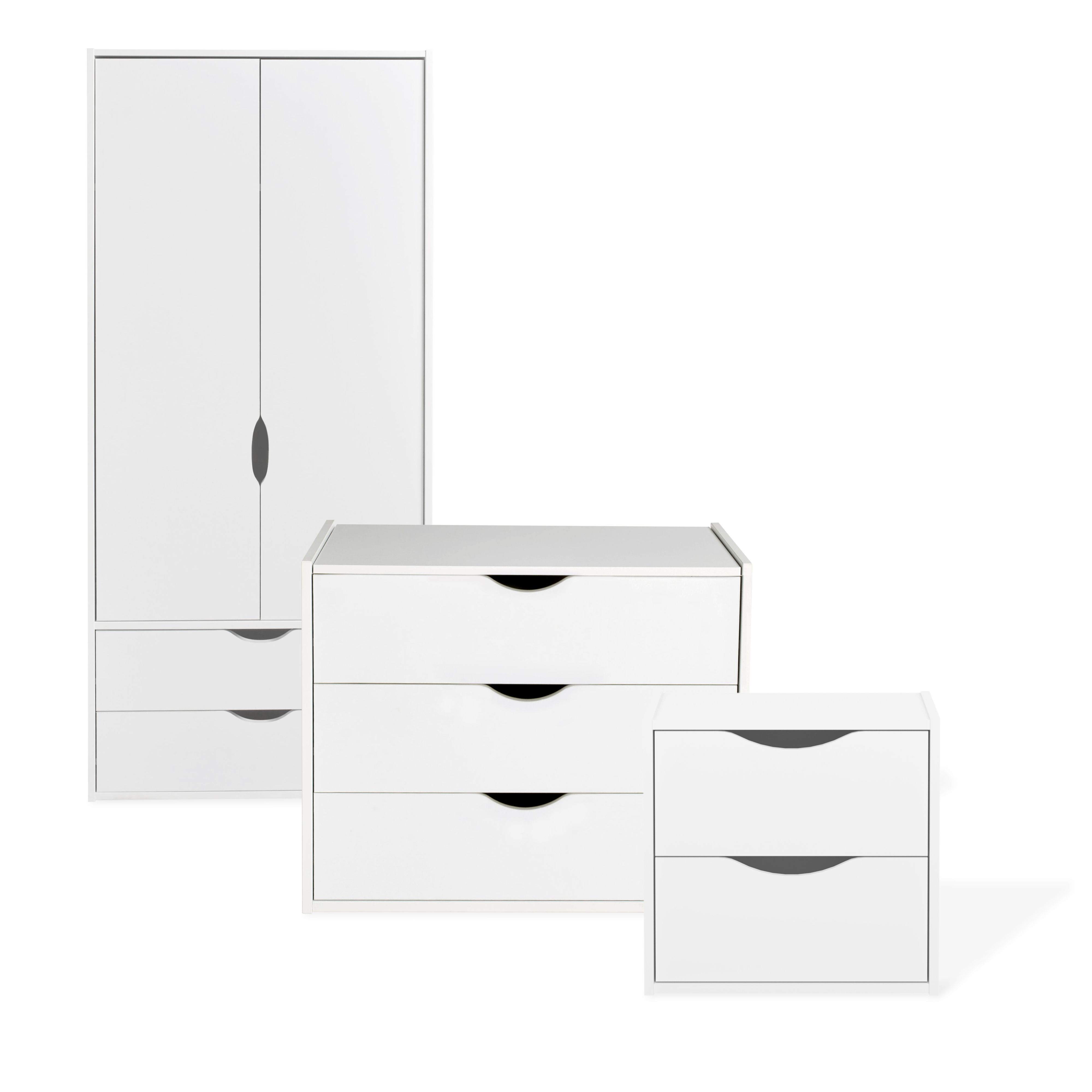 Hartnett Matt soft white 2 Drawer Double Wardrobe (H)1803mm (W)827mm (D)488mm